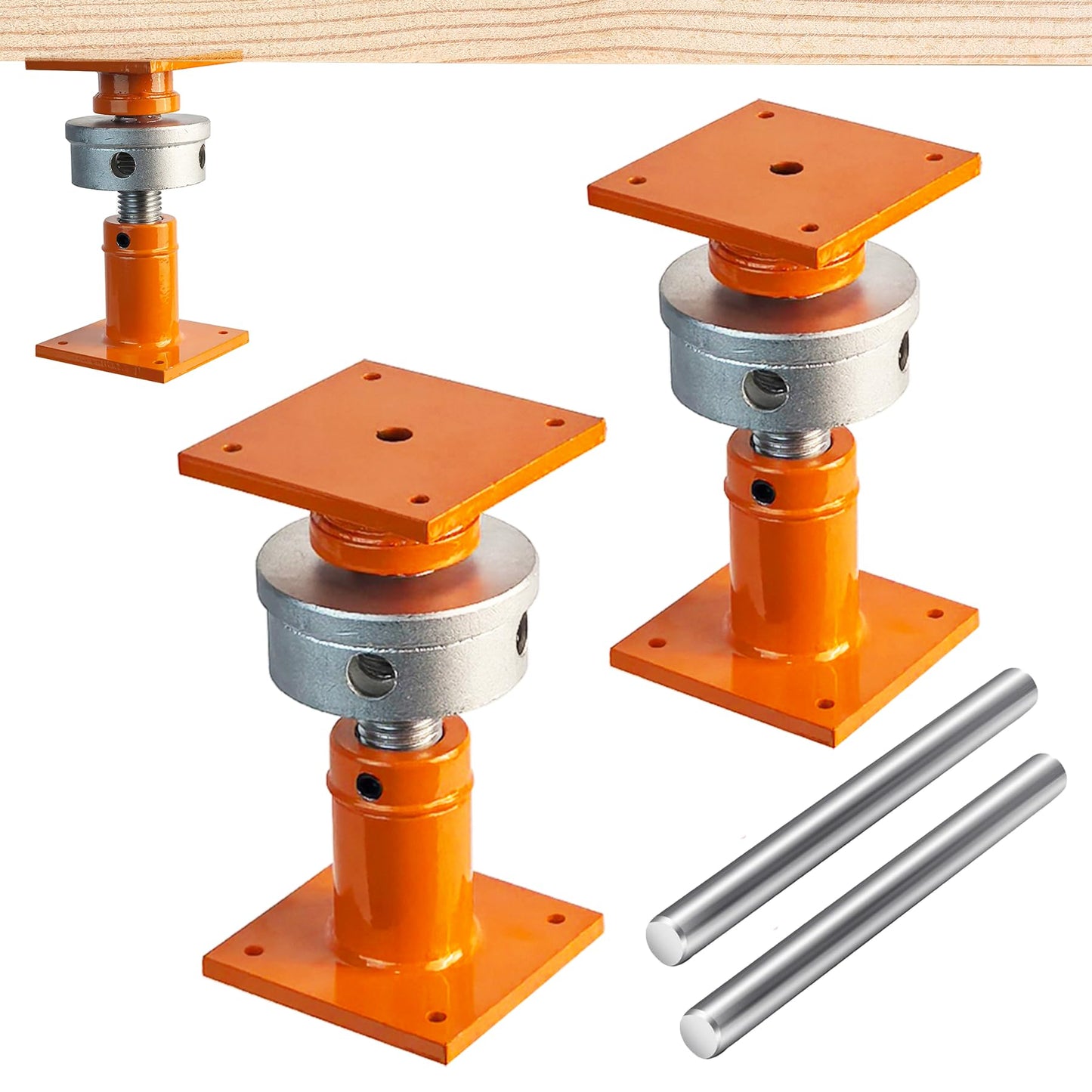 Heavy-Duty Screw Jack Post, 6.5" to 9" Adjustable Steel Shore House Jacks, 4" x 4" Basement Floor Jacks for Leveling, House Lifting & Structural Support