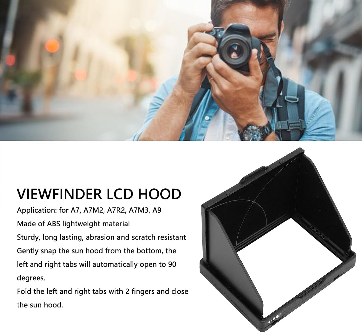 Yunseity A7, A7M2, A7R2, A7M3, A9 Camera LCD Sun Shade Sun Hood, ABS Folding Viewfinder Screen Protector Hood