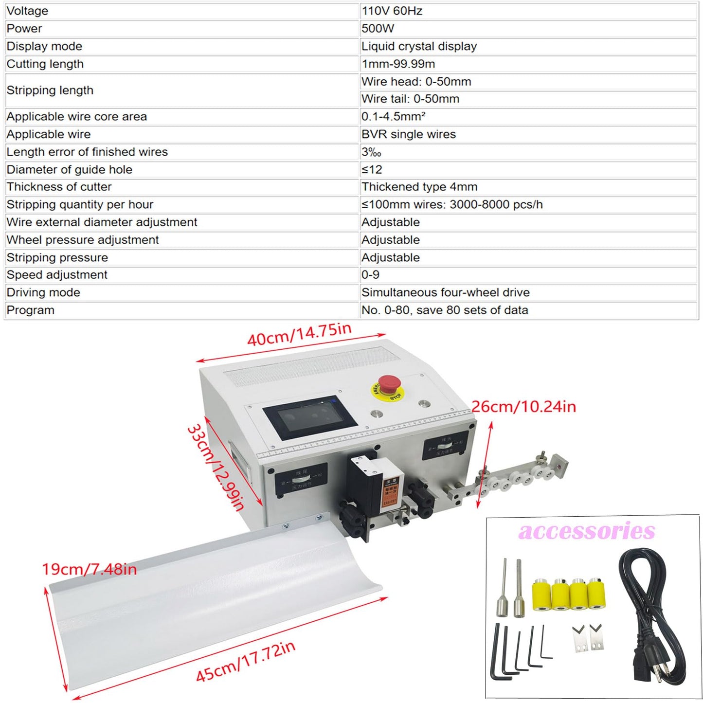 INTBUYING Electrical Wire Stripper Machine for BVR Single Wire Microcomputer-Controlled 3000-8000 pcs/h 110V 500W Cutting Length 0.03In-327FT