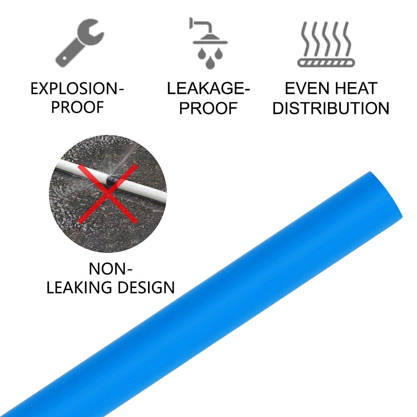 VEVOR PEX-B Pipe 1 Inch X 3 Feet,Non-Oxygen Barrier Flexible Pipe Tubing,Blue for Hydronic Radiant EVOH Floor Heating, Water Plumbing Applications with Cutter& Clamps