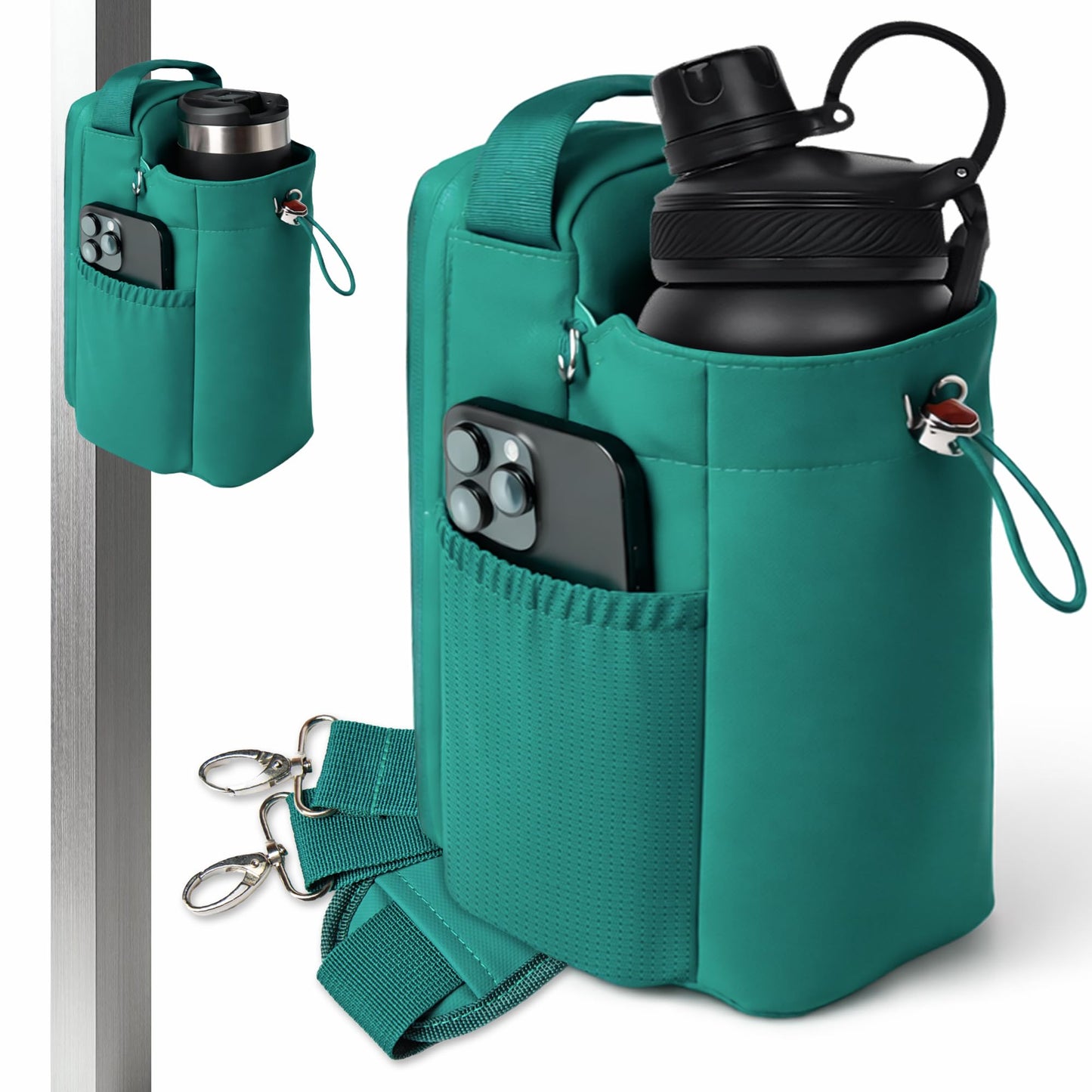 ABZZZ Magnetic Gym Bag Magnetic Water Bottle Holder For Gym Water Bottle Holder With Magnet Pocket For Phone Keys Shaker Wallet Crossbody Workout Golf Cart Men Women