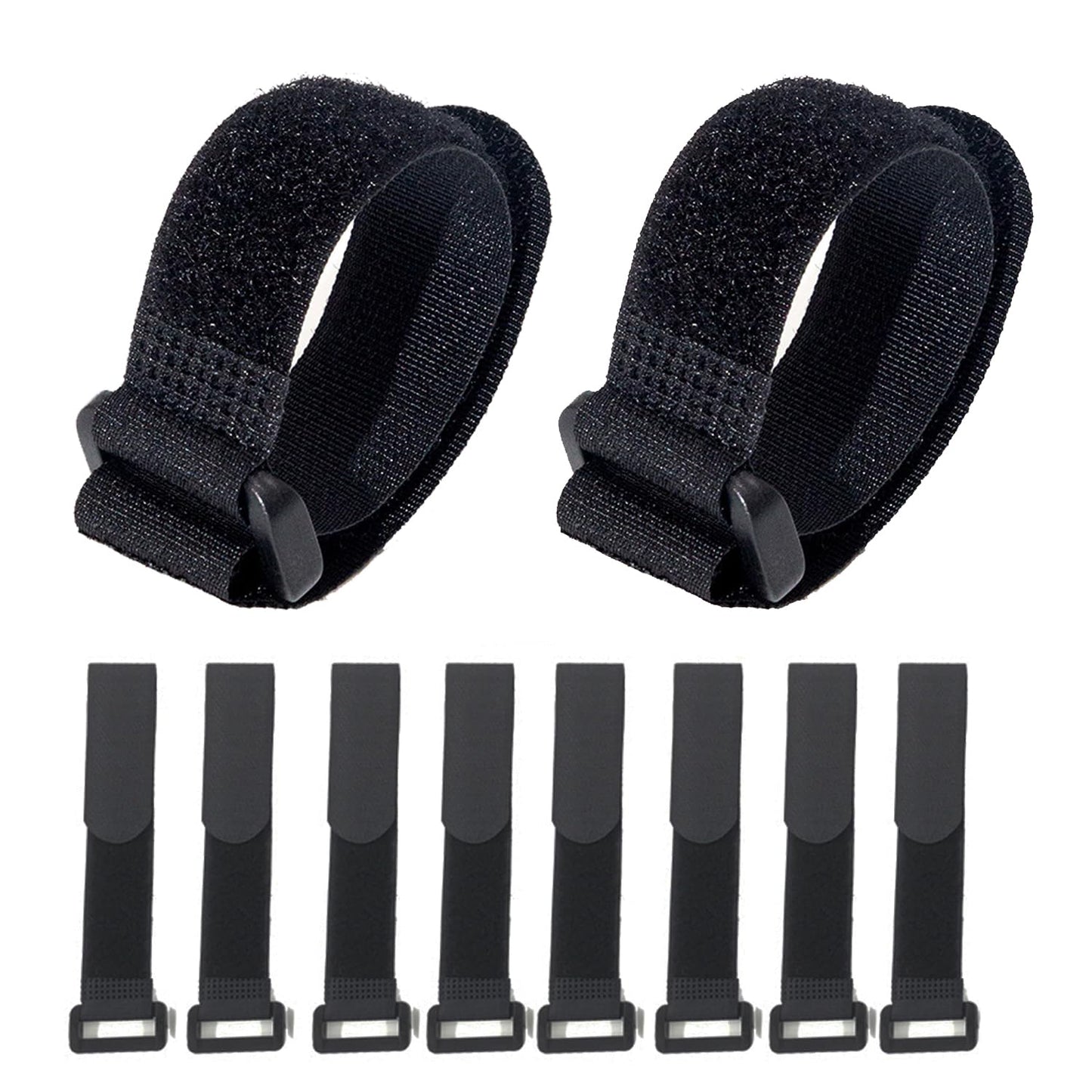 HUAPX Fastening Nylon Strap with Buckle,10Pack Reusable Self-Adhesive Hook and Loop Cable Securing Straps,Adjustable Cinch Straps for Cords Organized and Tidy(1" x 8")