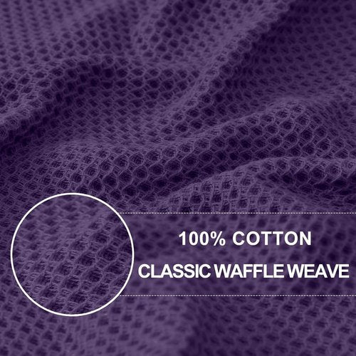 Homaxy Kitchen Dish Towels - 100% Cotton Waffle Weave, Ultra Soft & Absorbent, 13 x 28 Inches, 4-Pack | Eggplant