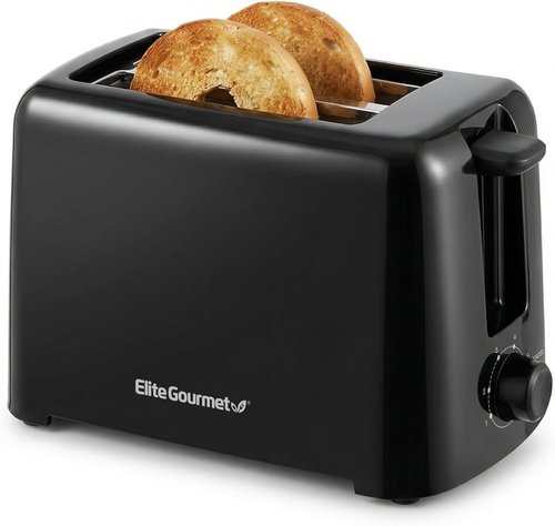Elite Gourmet 2-Slice Toaster - Cool Touch Design, 6 Browning Levels, Extra Wide Slots for Bagels, Black