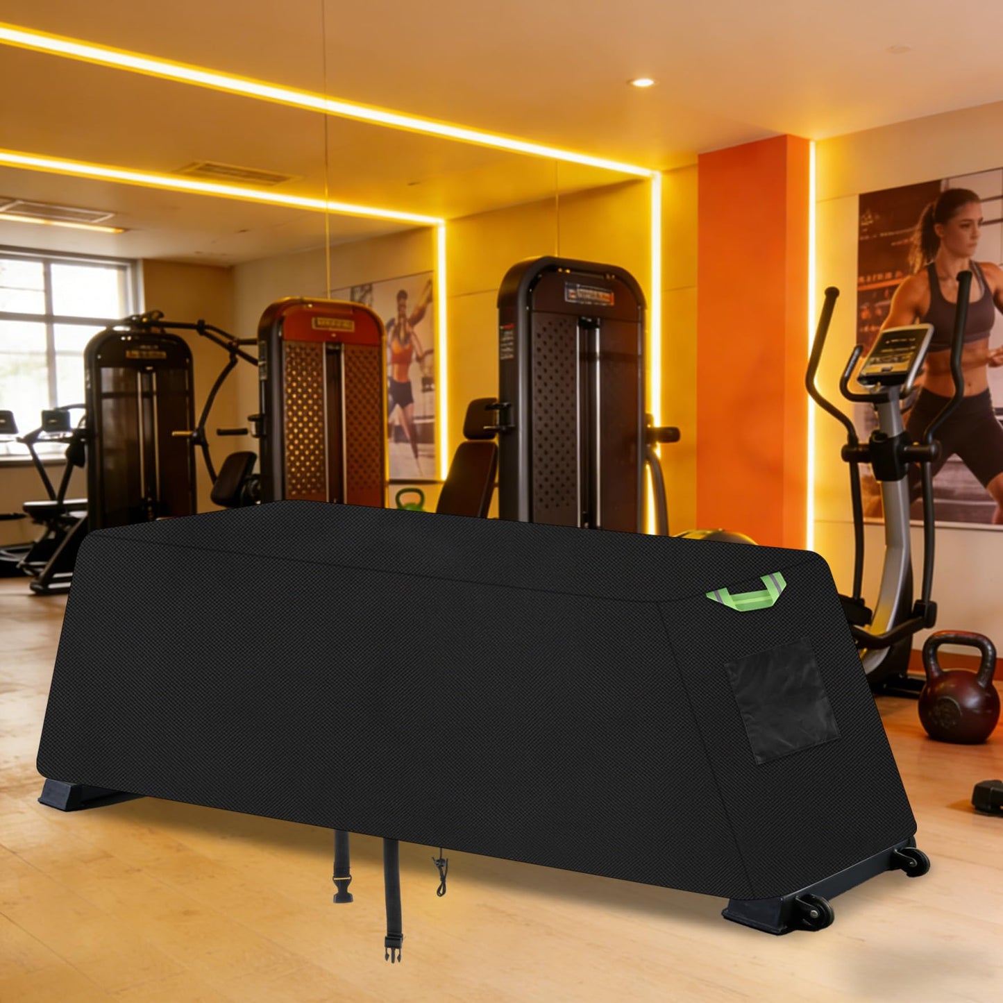 Klmnop Weight Bench Cover, Waterproof 420D Oxford Exercise Workout Bench Cover for Sit-up Board Flat Lifting Benches, Windproof with Drawstring & Fluorescent Handles, 51"x24"x18"(Black)