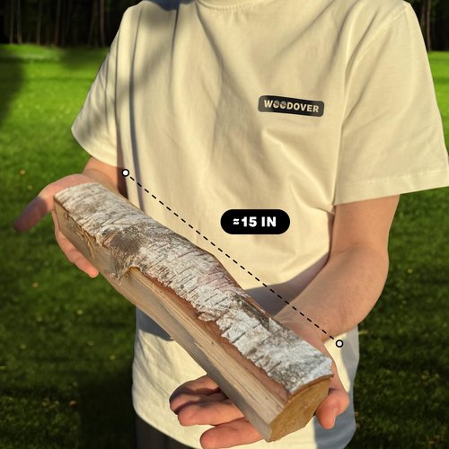 15" Birch Firewood Logs with Fire Starters Set – 1200 cub. in, 15–20 lb | Kiln-Dried & Seasoned Hardwood for Fire Pit, Fireplace | Bright Flames & Pleasant Aroma for Cozy Atmosphere