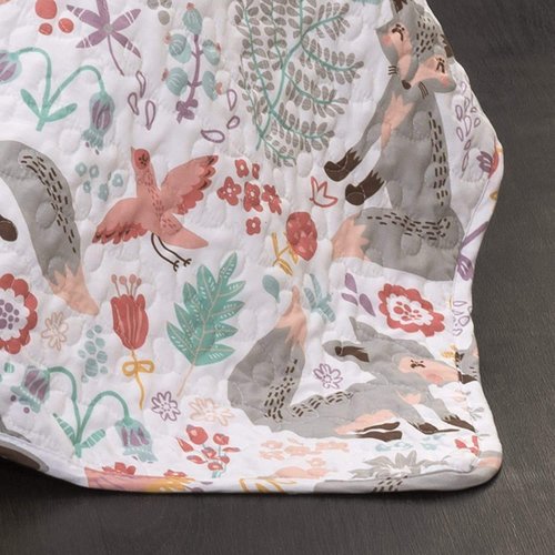 Lush Decor Pixie Fox Reversible Quilt Set, 3 Piece Set, Twin, Gray & Pink - Fun Lightweight Twin Bedding for Kids - Girls Pink Bedroom Decor