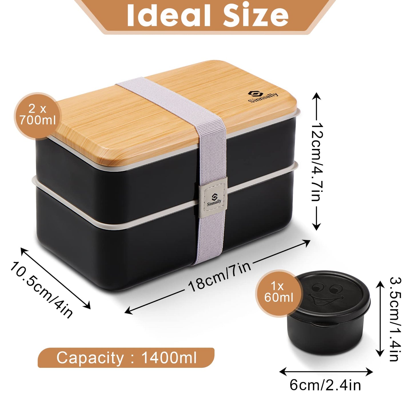 Sinnsally Bento Box Adult Lunch Box with Compartments for Women & Men,(47oz)Stackable Japanese Bento Lunchbox,Rectangle Lunchable Food Container with Utensil Set,Leak-Proof & Microwave/Dishwasher Safe