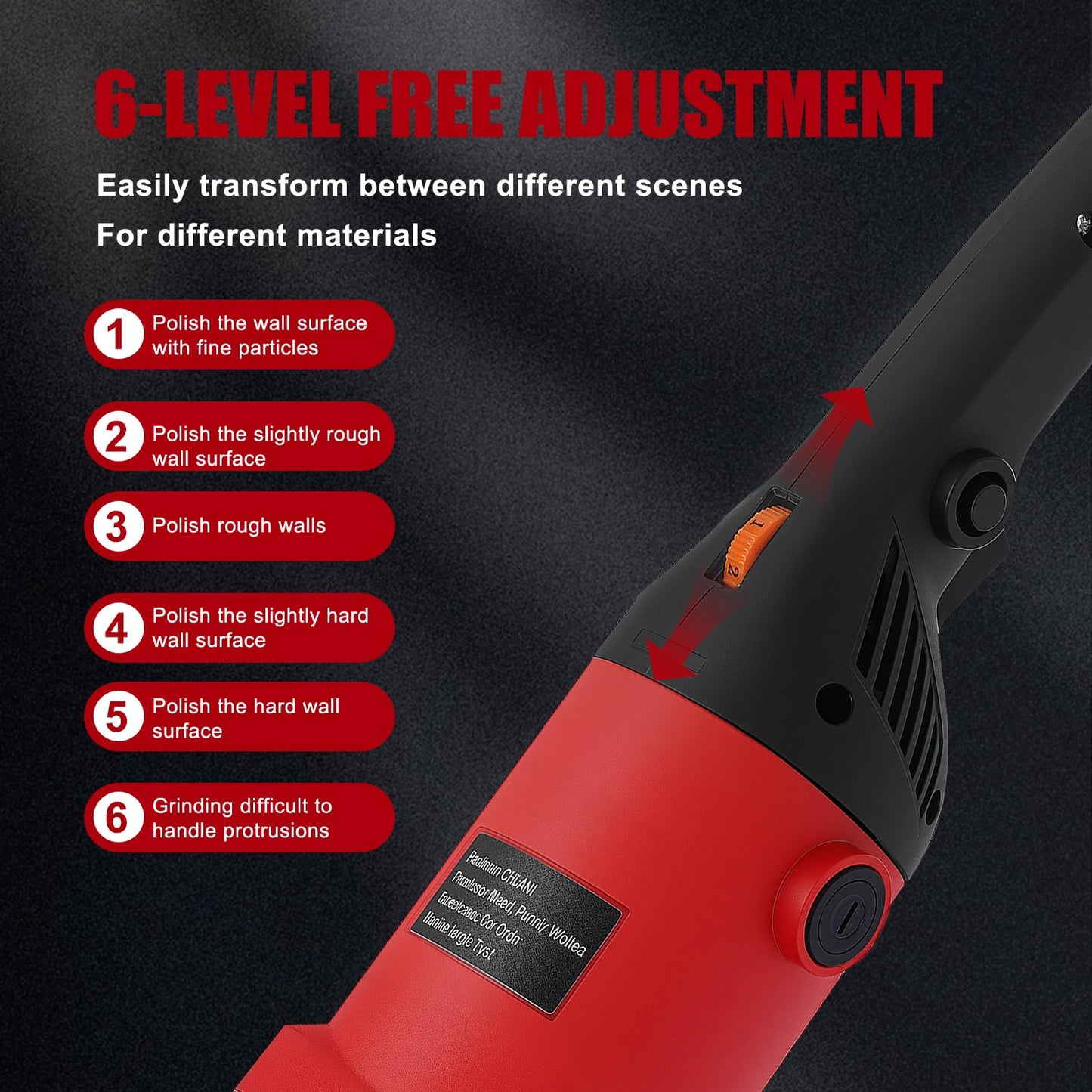 Electric Multifunctional Concrete Grinder & Burnishing Machine 6 Speed Adjustable 110V Heavy Duty Grinder for Floor Polishing,Wall Grinding,Metal Derusting with 180mm Diamond Disc &200mm Wire Brush