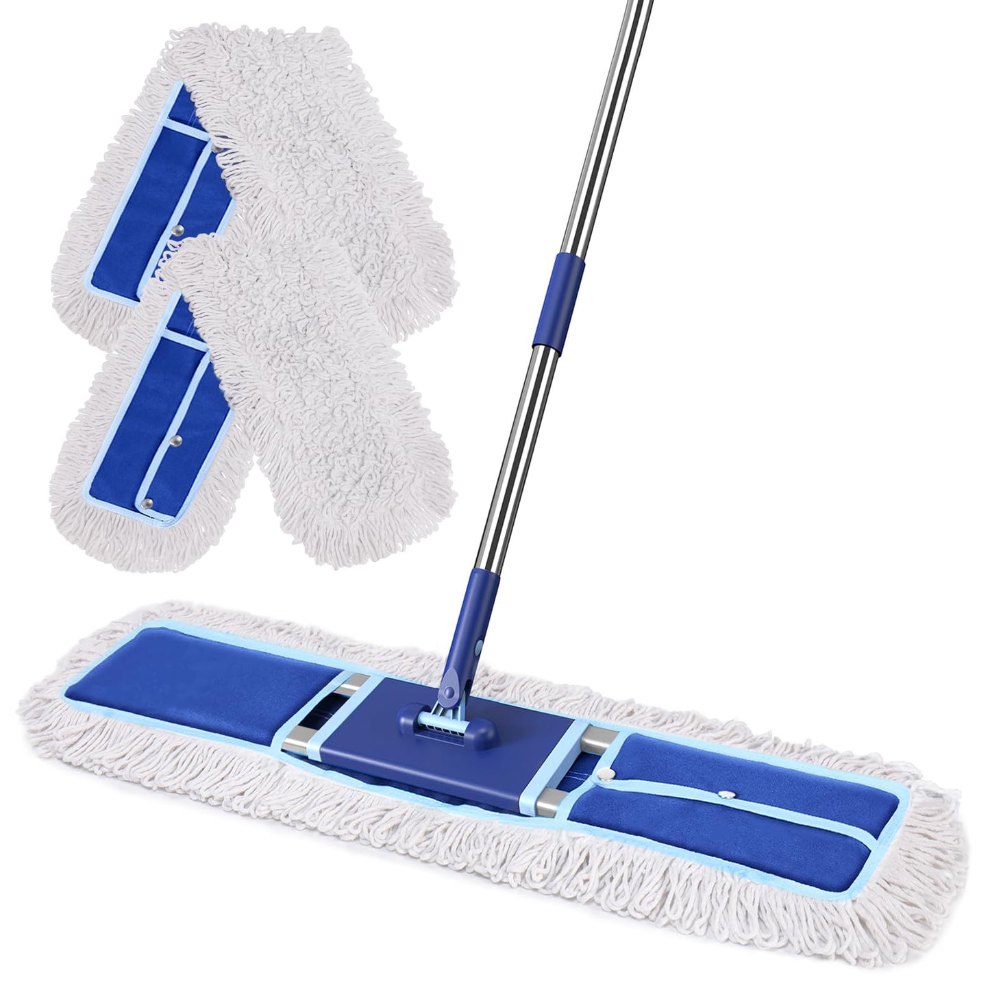 EHADOO 36" Commercial Dust Mop: Dry Dust Broom for Hardwood Floors Cleaning - 2 Mop Pads 59" Long Handle Heavy Duty Frame - Industrial Professional Cleaning Supplies for Hotel Warehouse School Janitor