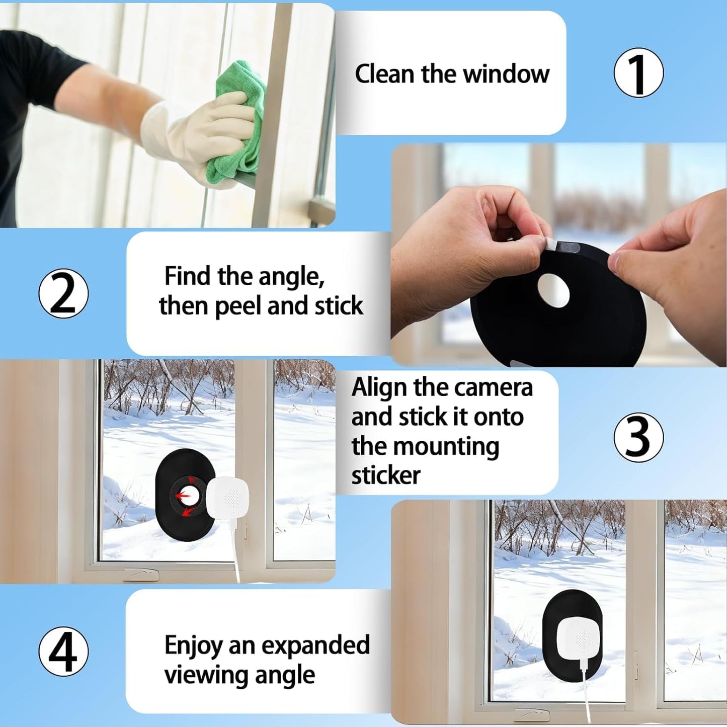 VANEST W150/W550s, (2 Pack) Angled Window Mount Compatible with Girafit Window Camera Self-Adhesive Mount, Windows/Door