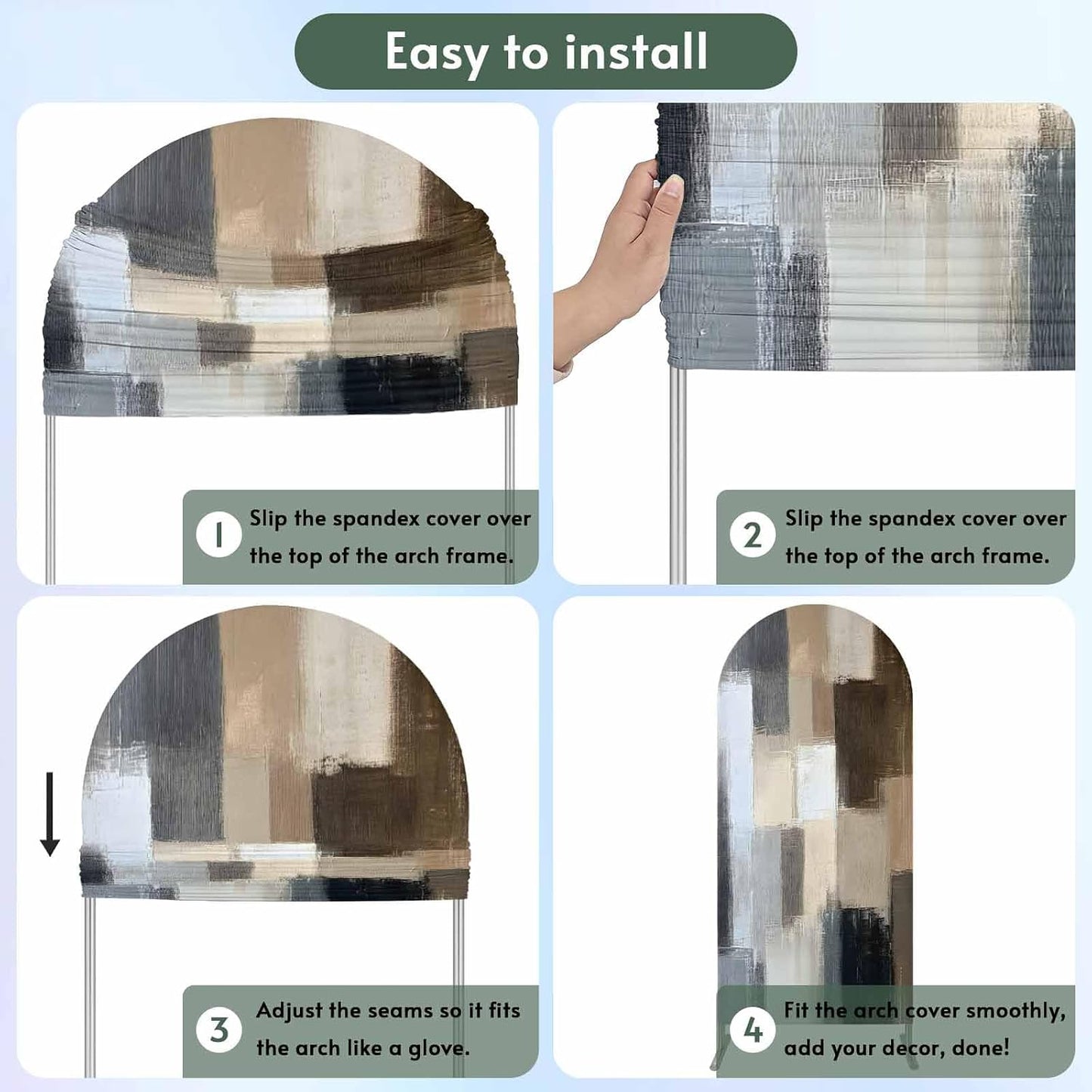 Jnbasdffb 7.2 Modern Grey Brown Wedding Arch Cover,Stretchy Spandex Arch Backdrop Stand Covers FT,Abstract Oil Painting