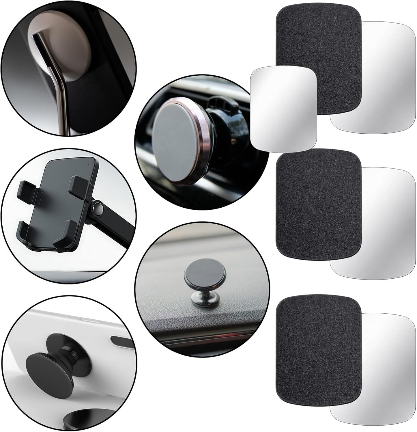 Alrhso 10 (1.5" 2" Metal Plate for Magnets, Pcs Adhesive Thin Plates Compatible with Magnetic Car Phone Holder