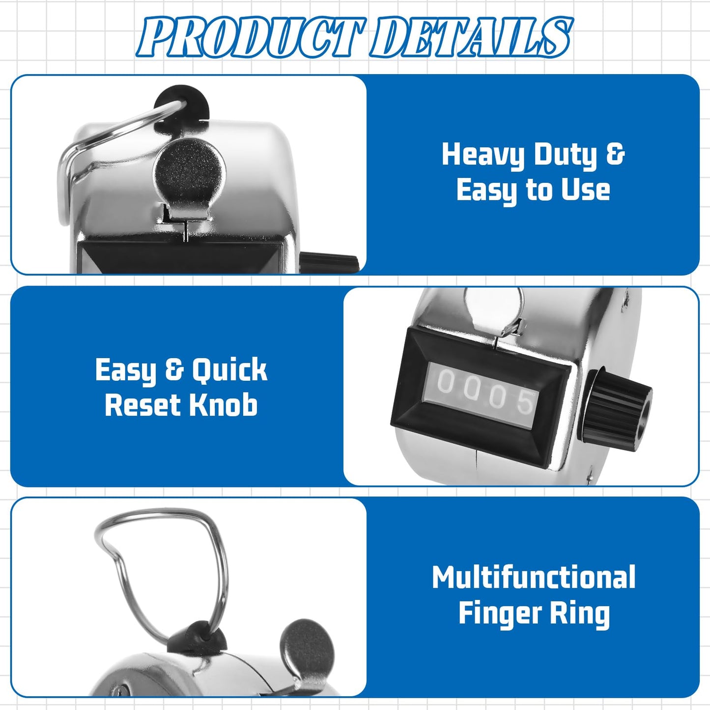 LDHHYH 20 Pack Clicker Counter, Metal Hand Tally Counter Clicker, 4 Digit Mechanical Palm Pitch Counter Clicker for Counting Numbers Golf Sports Events Office Stadium