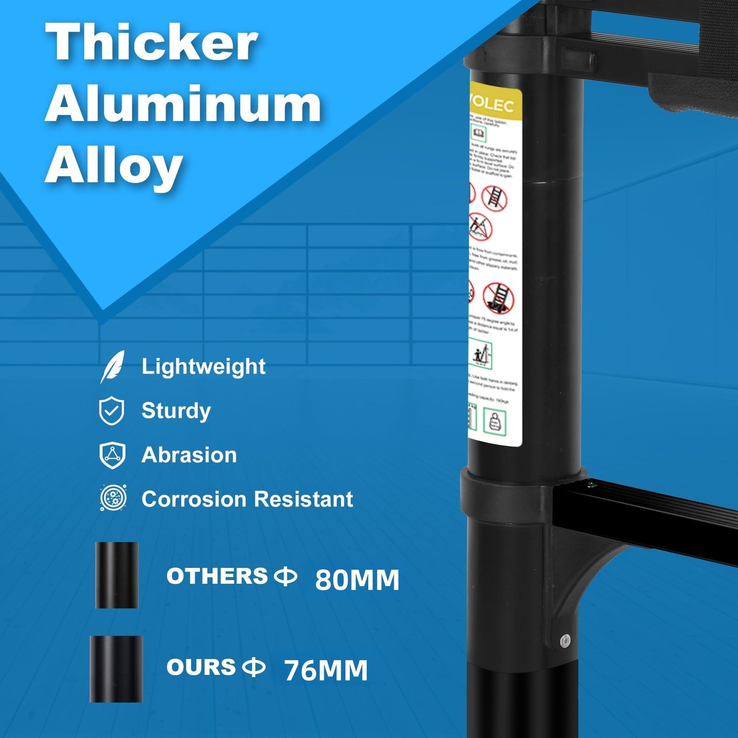 Wolec 14.5 ft Aluminum Telescoping Ladder, 330 lb Load, Hooks, Portable Collapsible Ladder for Home & Work, Black