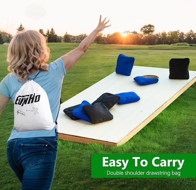 EunHo Cornhole Bags Set of 8 Regulation Size & Weight Corn Hole Bean Bags Official Professional All Weather for Tossing Game with Carry Case
