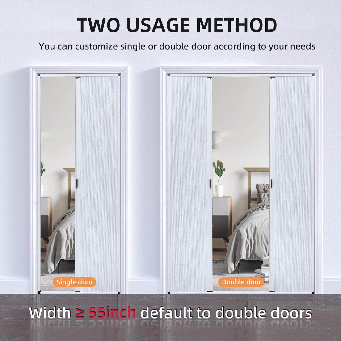 ROOMNEST No-Drilling Interior Accordion Door, Retractable Folding Door with Aluminum Frame and Cellular Fabric, Waterproof and Heat Insulation, for Bedroom, Bathroom, Kitchen, Office(White