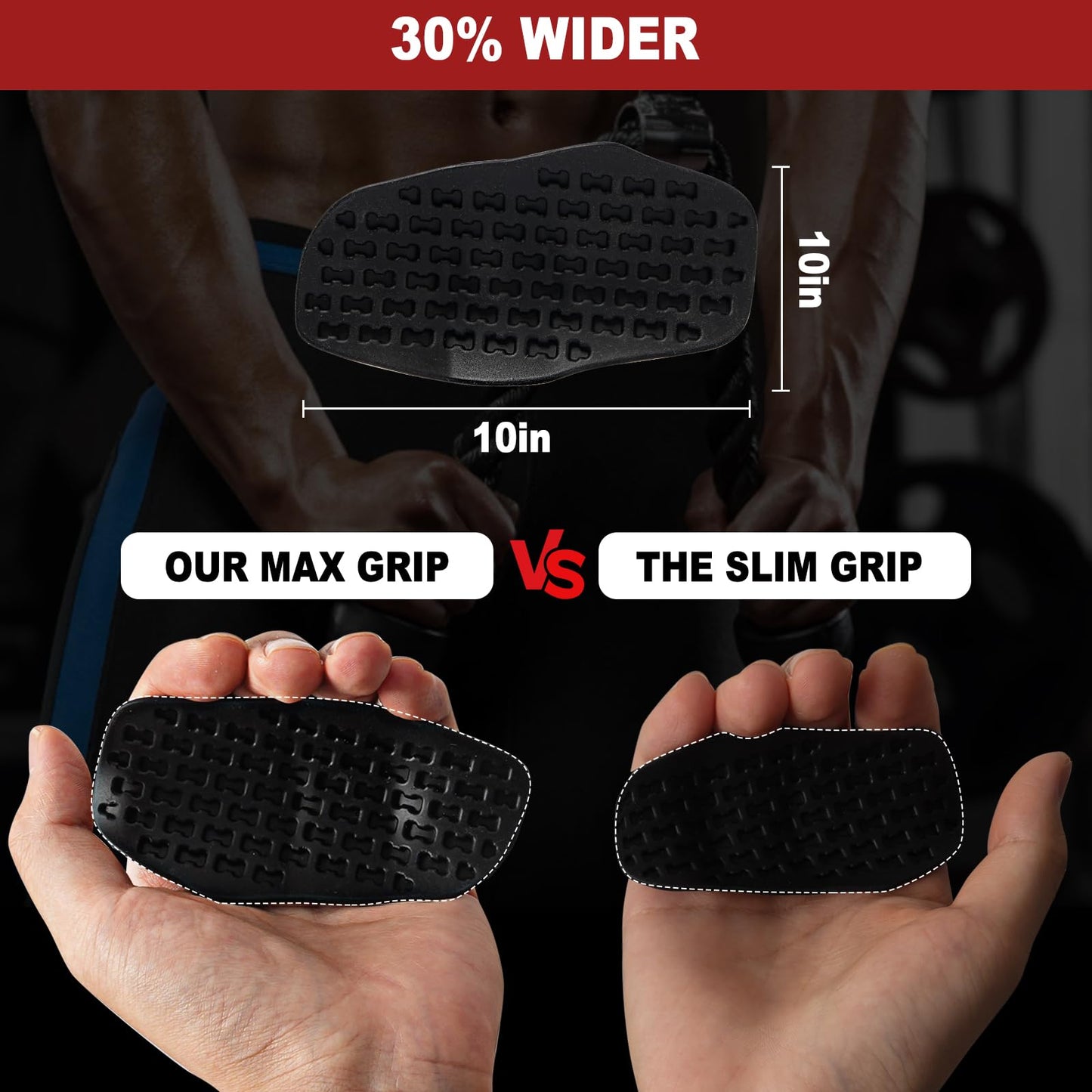 AISHN 2 pcs Anti-Slip Silicone Rypt Grips for Men & Women, Hand Grip Gryp Weight Grip for Deadlifts Pull-Ups, Gym Grips, Lifting Grips for Weight Lifting, Heavy Stuff Carrier Large Black