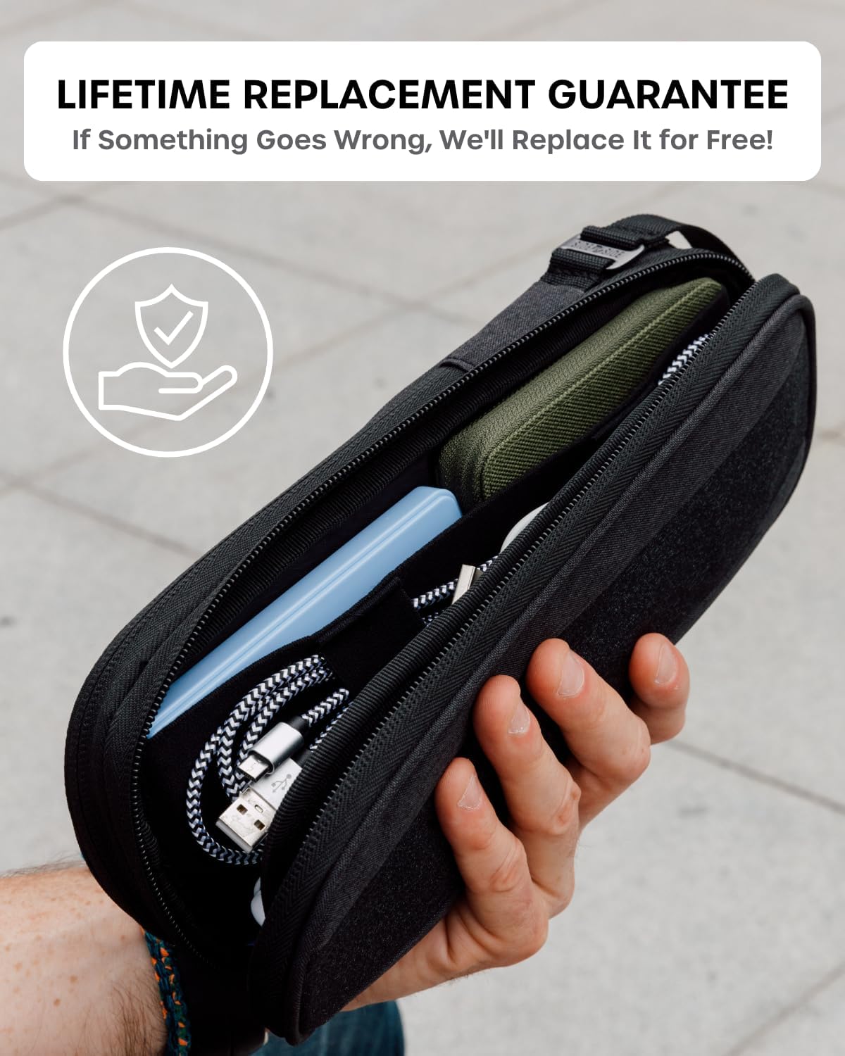 SIDE BY SIDE Electronics Organizer Travel Case for Cables, Charger, Power Bank Tech Bag for MacBook Accessories