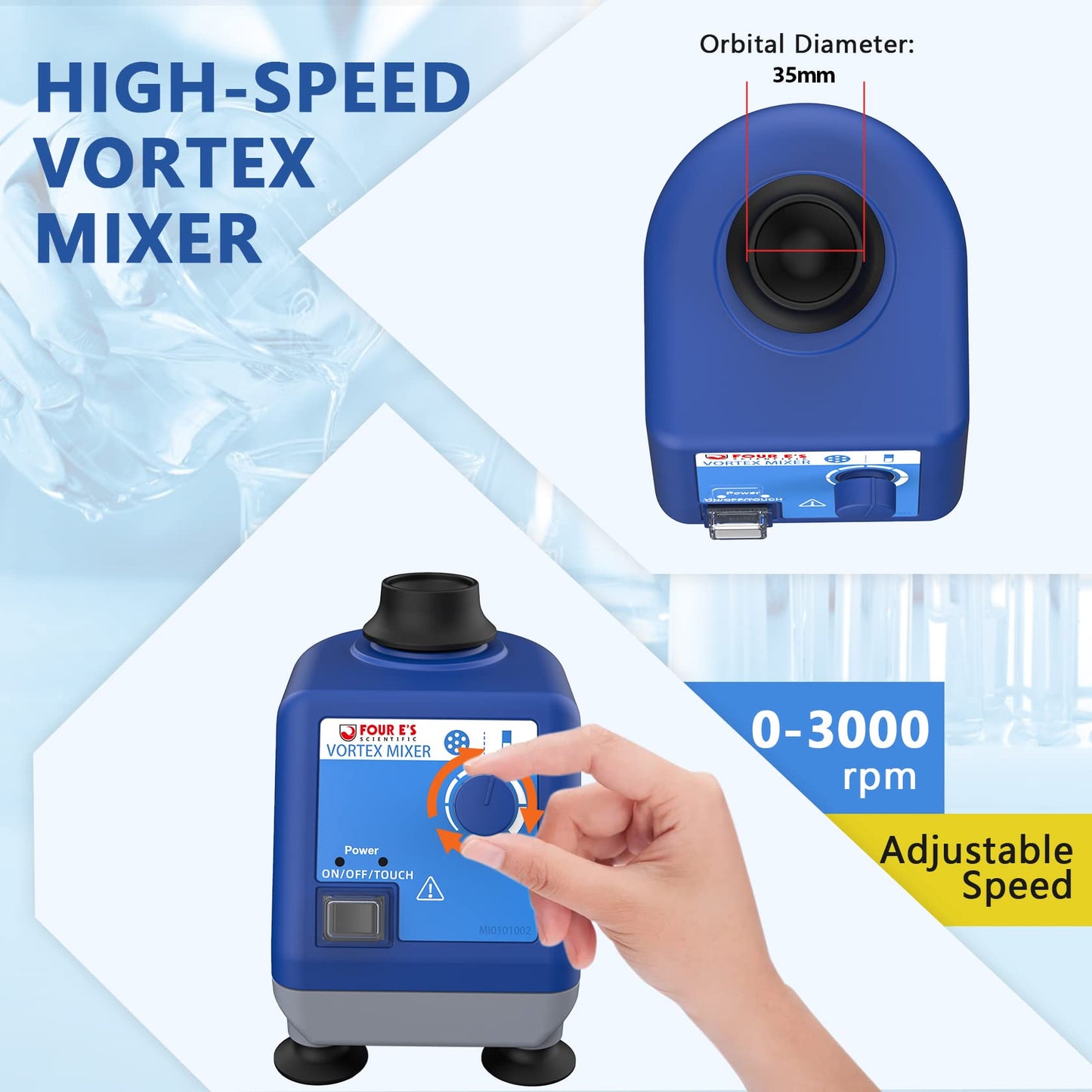 FOUR E'S SCIENTIFIC Laboratory Vortex Mixer with Platform Pad for Test Tubes and Small Vessels