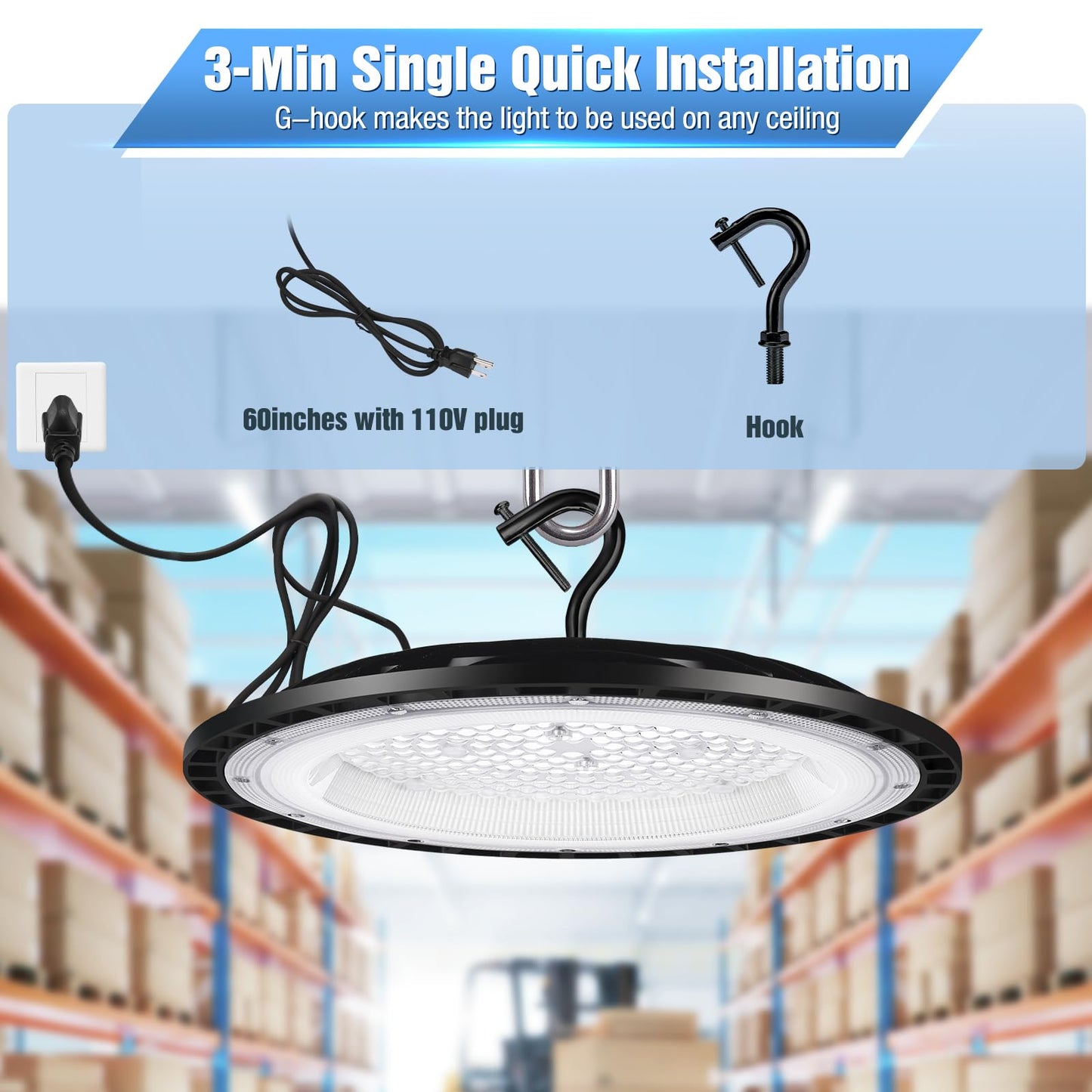YANYCN 12 Pack 200W UFO LED High Bay Lights,120VAC IP66 Waterproof,30800LM 5000K Daylight, 850W MH/HPS with Plug Commercial Bay Lighting for Barn,Gym,Factory,Warehouse,Shop,Workshop,Gym