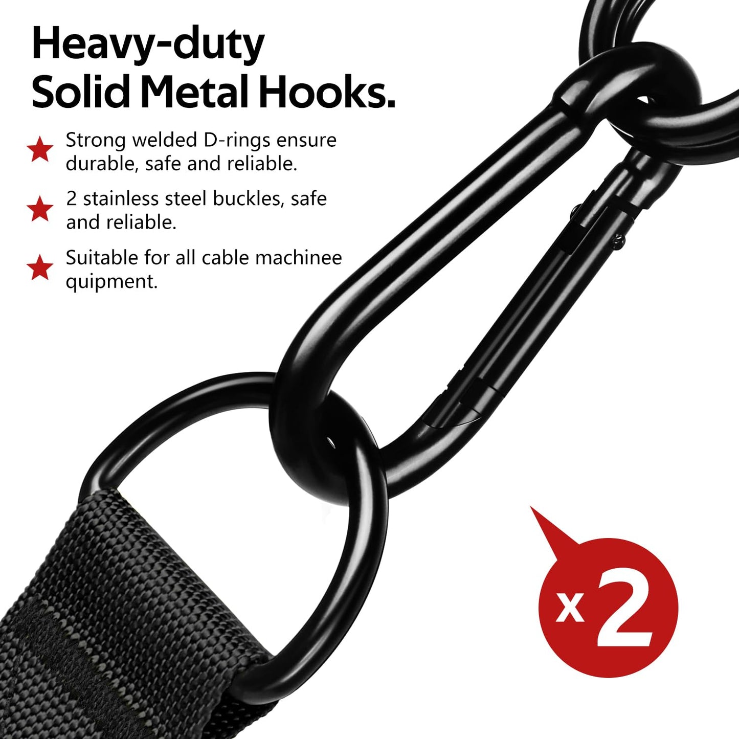 WALITO Exercise Handles, Replacement Cable Machine Attachments for Home Gym Equipment, Pulley System, Pilates, Resistance Bands, Strength Trainer, Heavy Duty Working Out Handles (Black)