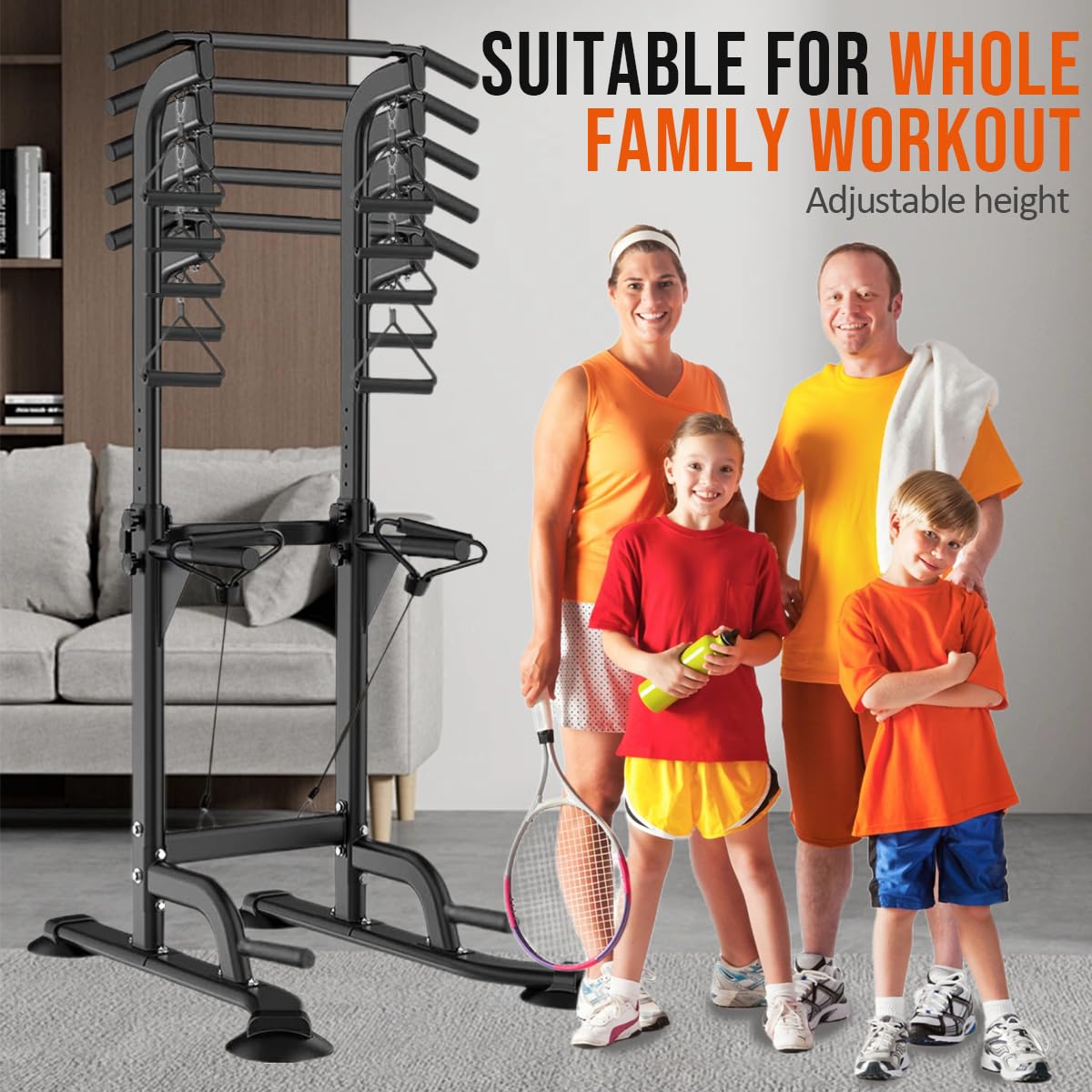 Power Tower Pull Up & Dip Station Multi-Function Home Strength Training Fitness Workout Station Height Adjustable