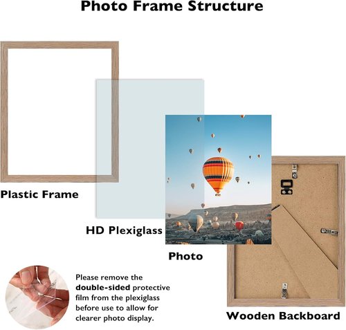 JCJMY 11x12 Rustic Brown Picture Frame - Versatile Wall & Tabletop Display with Shatter-Resistant Plexiglass