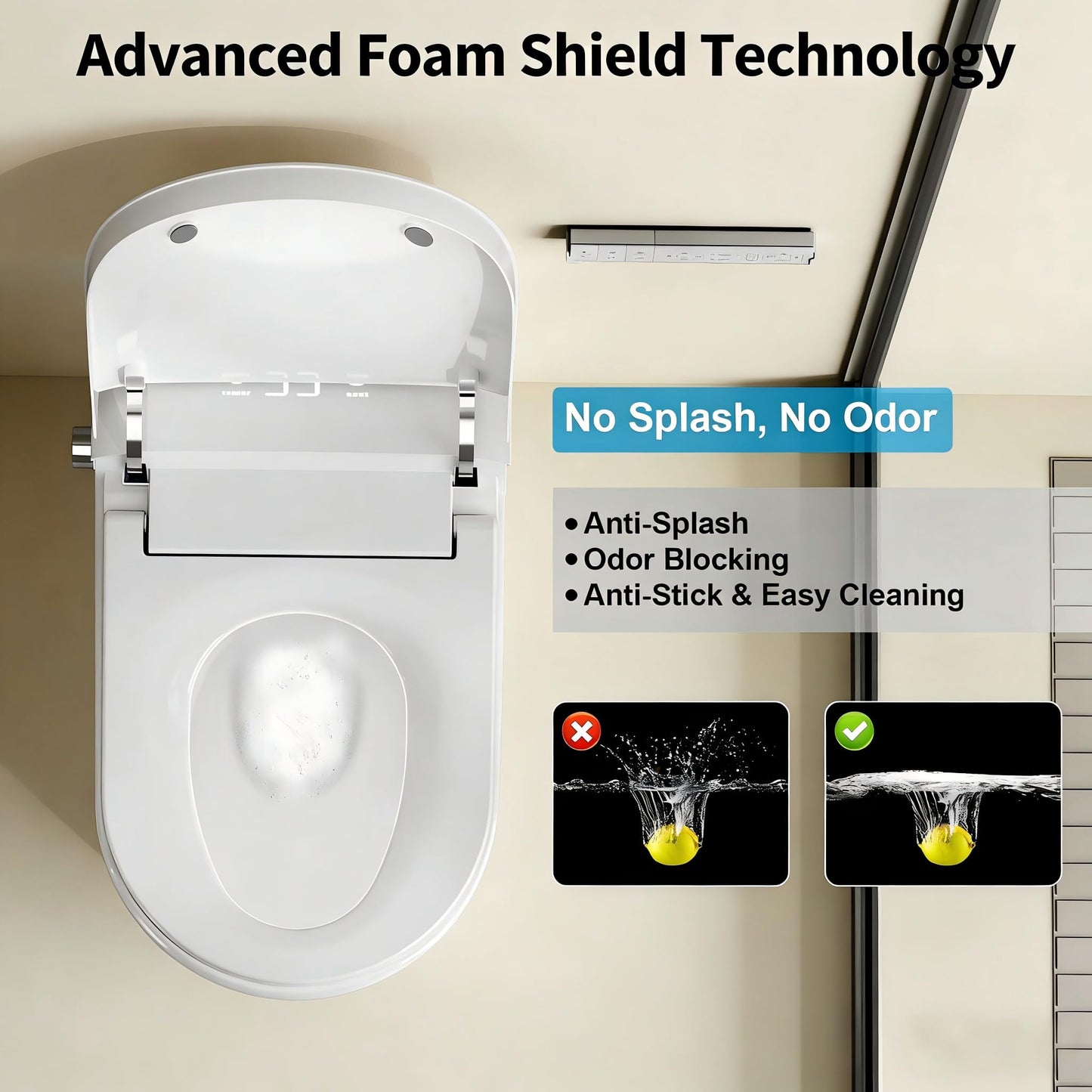 Smart Toilet with Bidet Built in, Auto Soft Open/Close, Booster Pump Tank, 1000g MaP Auto Dual Flush, Foam Shield, UV-C Light, Heated Seat, Instant Warm Water, Deodorization, ADA Height for Bathrooms
