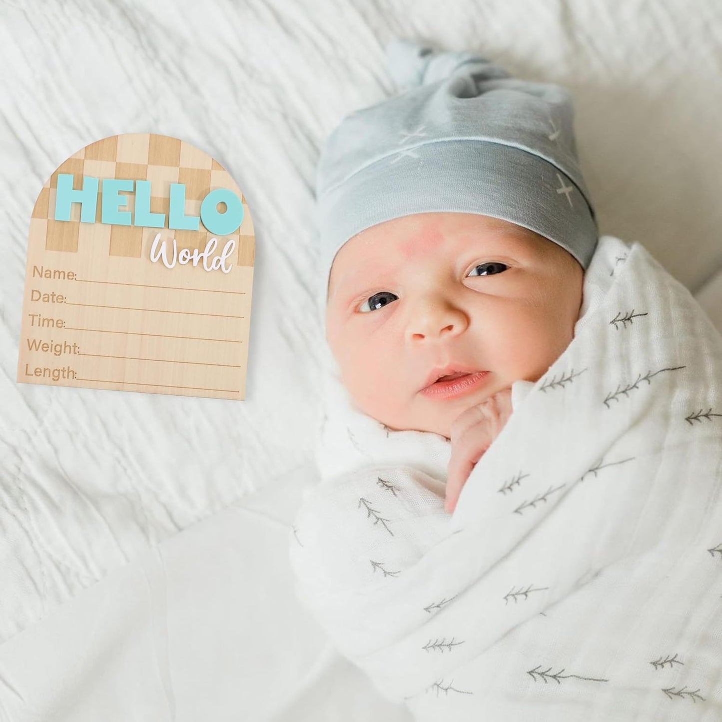 TERJIO Racing Hello World Bulletin Board - Little Racer Birth Information Record,Fast Race Car Checkered Wooden Board