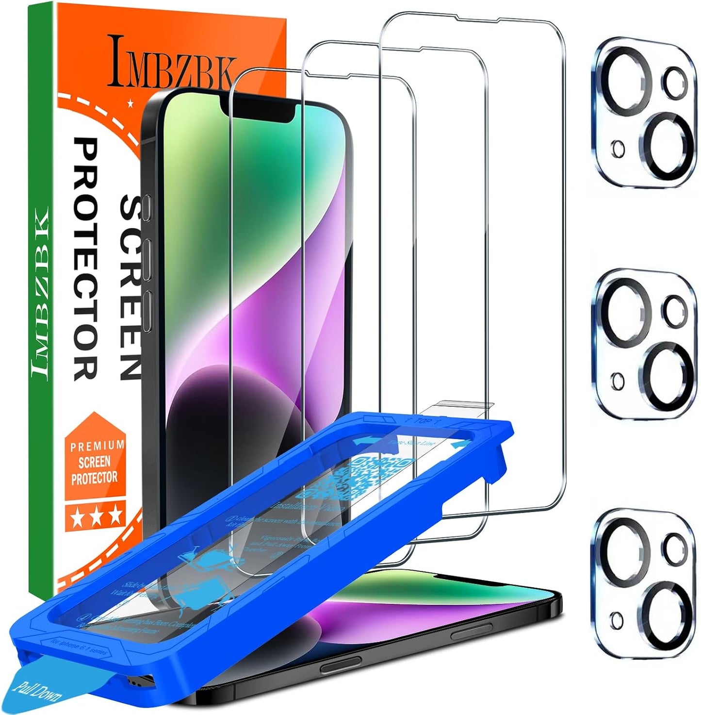 3 Pack 14 [6.1 INCH] 3 IMBZBK [Auto-Dust Removal] Screen Protector for iPhone Accessories, Case Friendly Film, Military