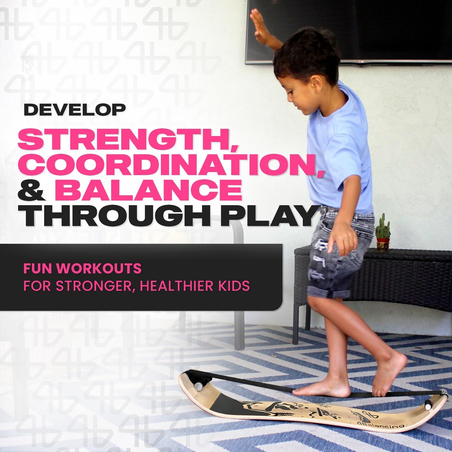 4Balancing Balance Board for Kids - Slackline Wooden Wobble Board - Slackboard Balance Trainer for Coordination - Training for Skateboard, Football, Soccer, Baseball, Basketball - Snowboarding Panda