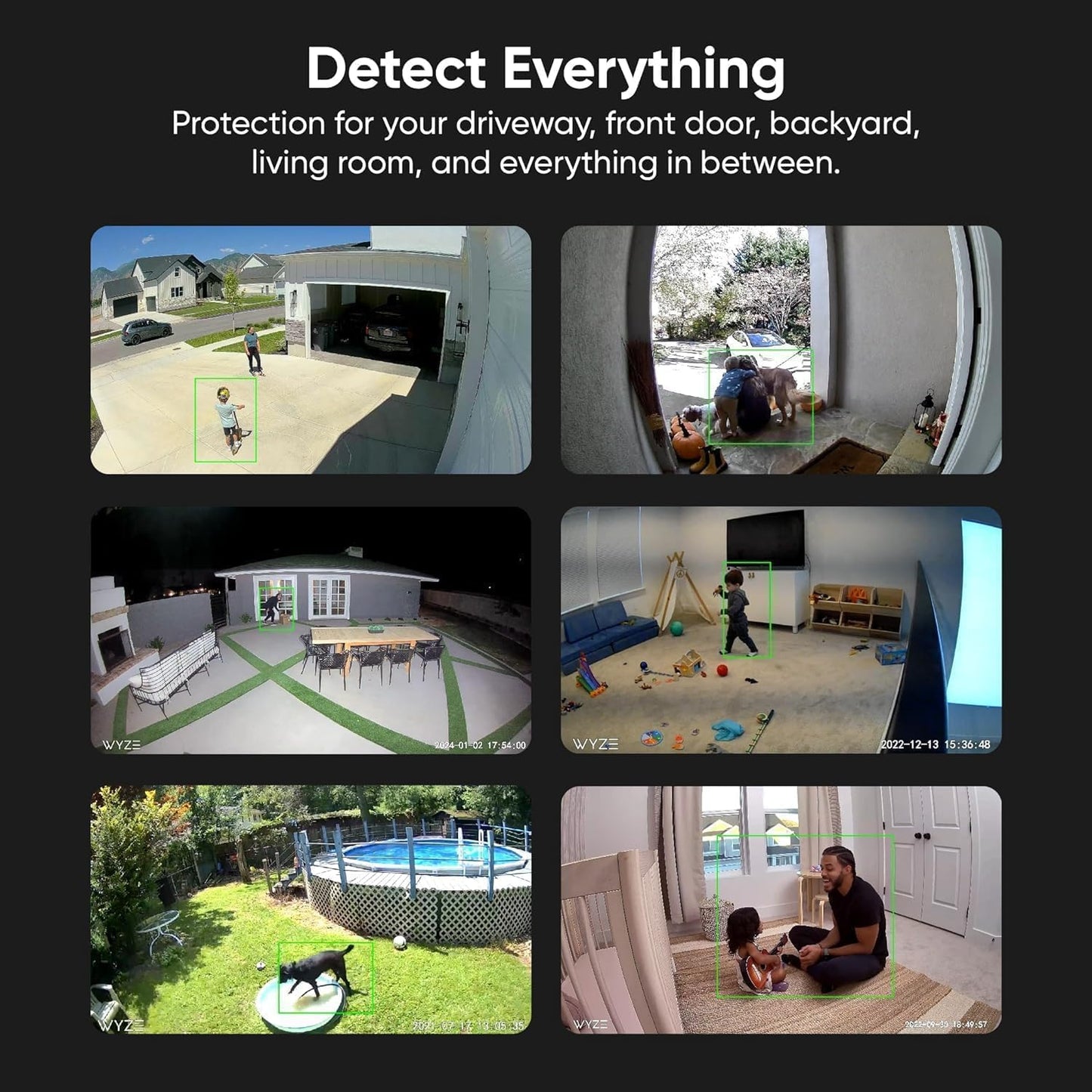 Wyze Lifestyle V3 1080p Cam Smart Home Security Camera, Indoor/Outdoor Use, Plug-in, Color Night Vision, Motion