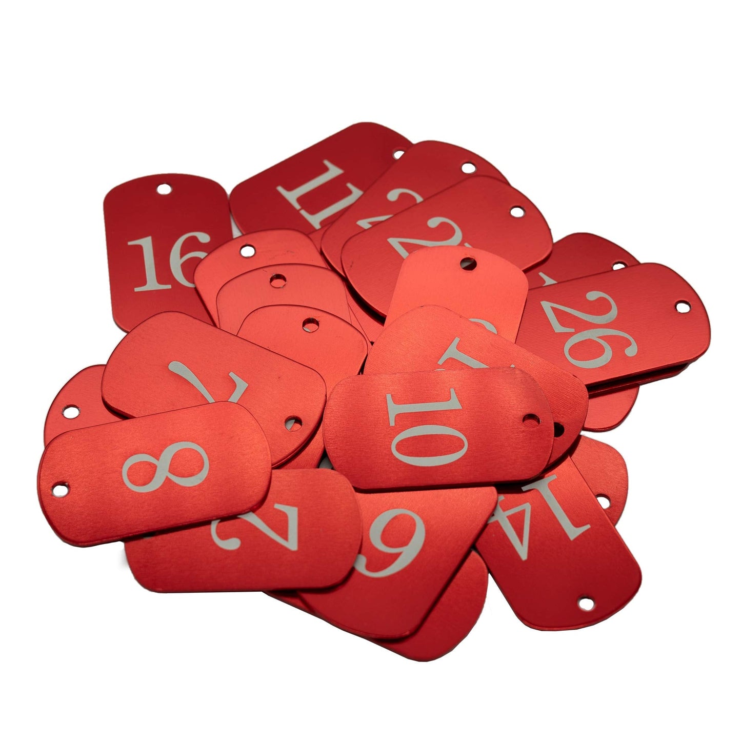 StayMax Aluminum Numbered Tags Key Tags ID Tags (1-25, Red)