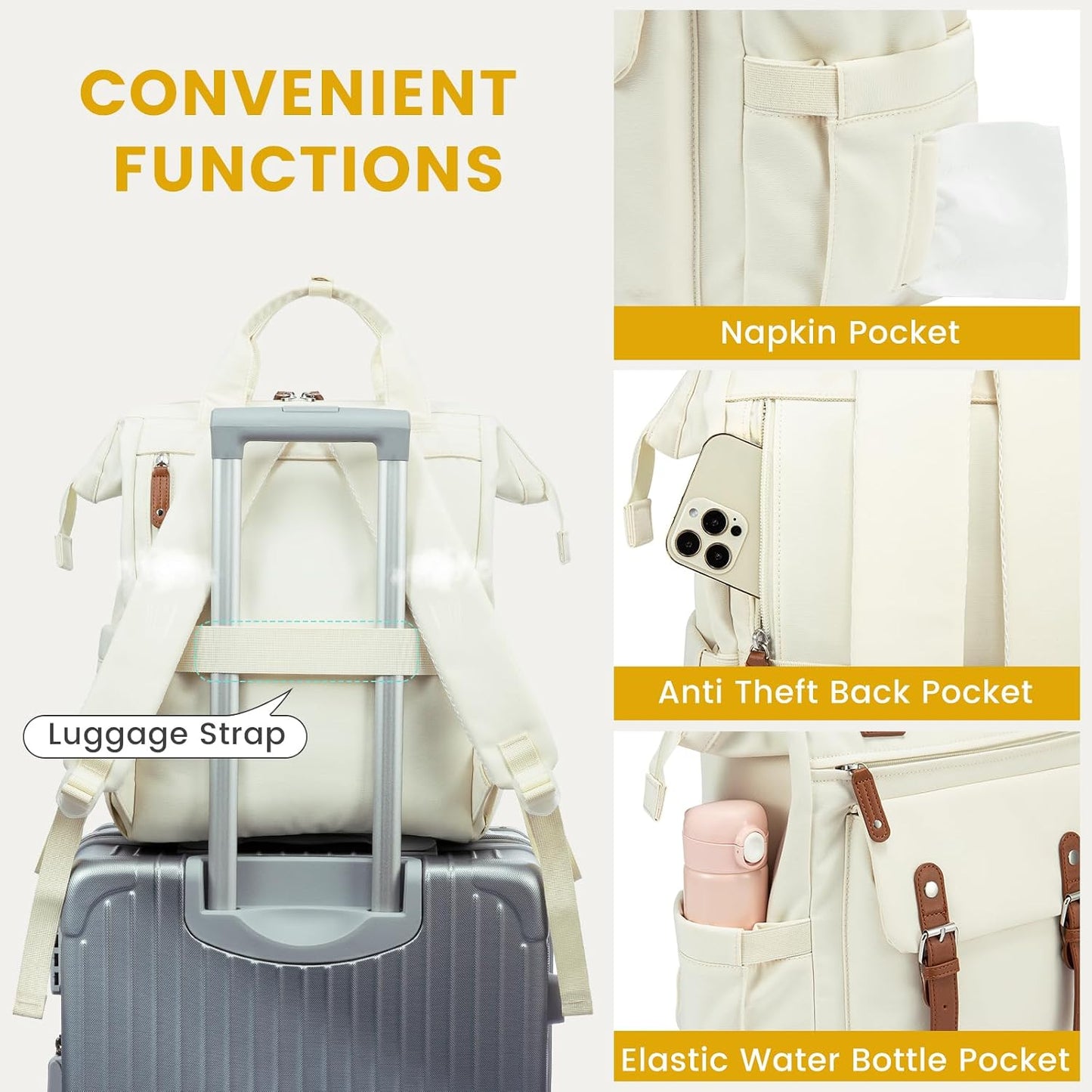 Backpack Backpack Backpack Daypack, 17 Inch, LOVEVOOK Laptop for Women Work Travel, Large Capacity Computer Purse