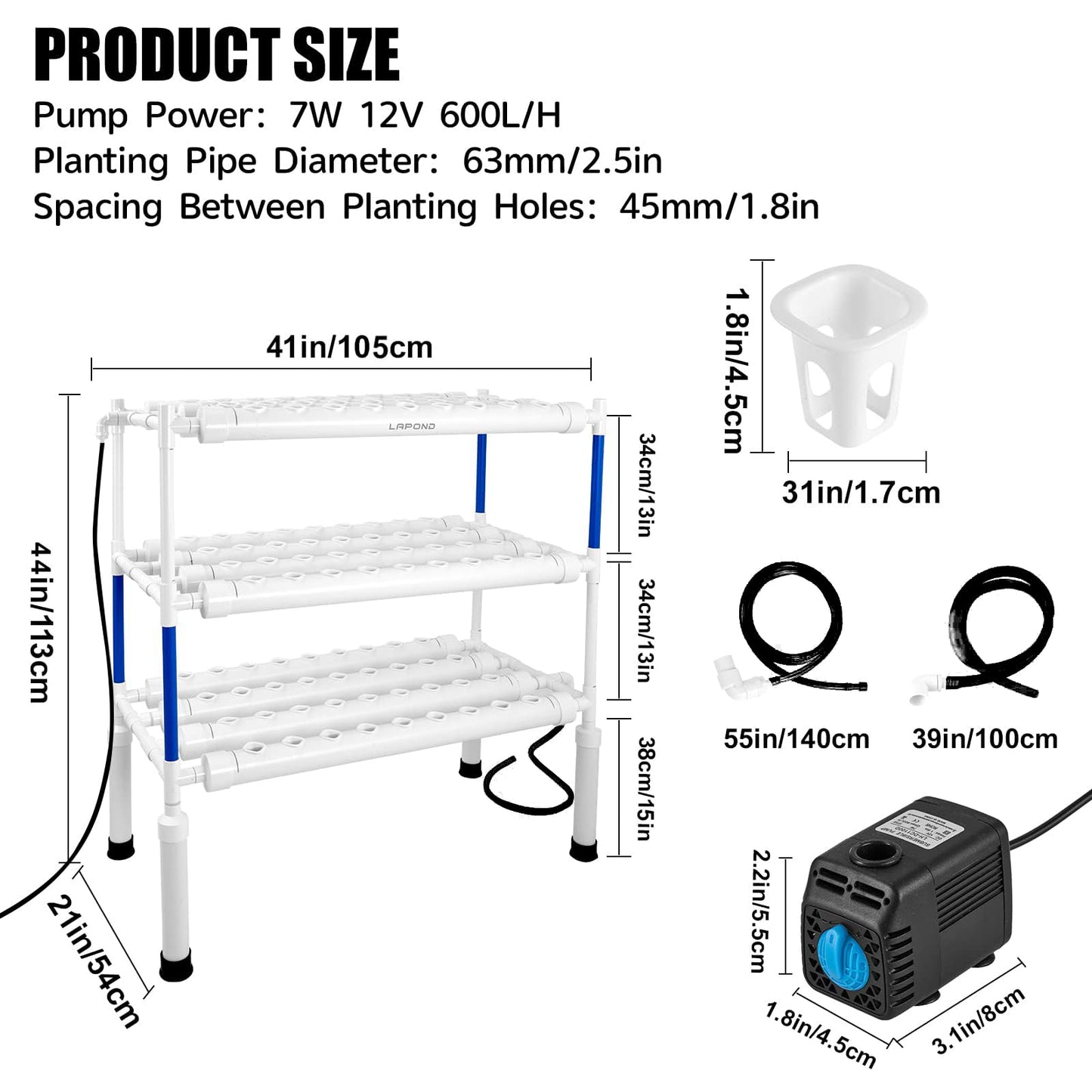 LAPOND Upgraded Hydroponics Growing System Kit with 9 Gal(35L) Collapsible Water Basin