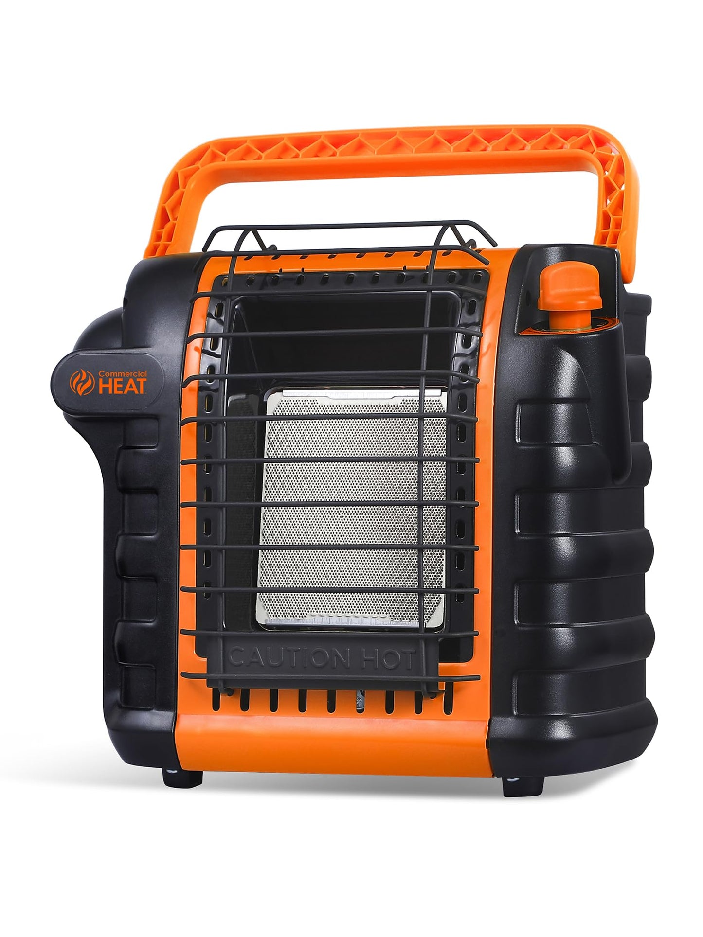 Commercial Heat 9000 BTU Portable Propane Heater for Outdoor Use, Patio Heater for Up To 300 Sq. Ft., 2 Heat Settings, Swivel Regulator Connects to 1 lb. Propane Tank, CHP9000O, Orange