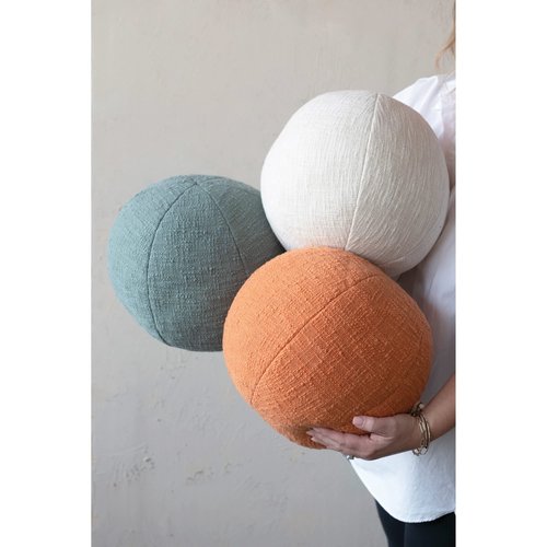 Creative Co-Op Cotton Slub Orb Pillow, 10" L x 10" W x 4" H, Green