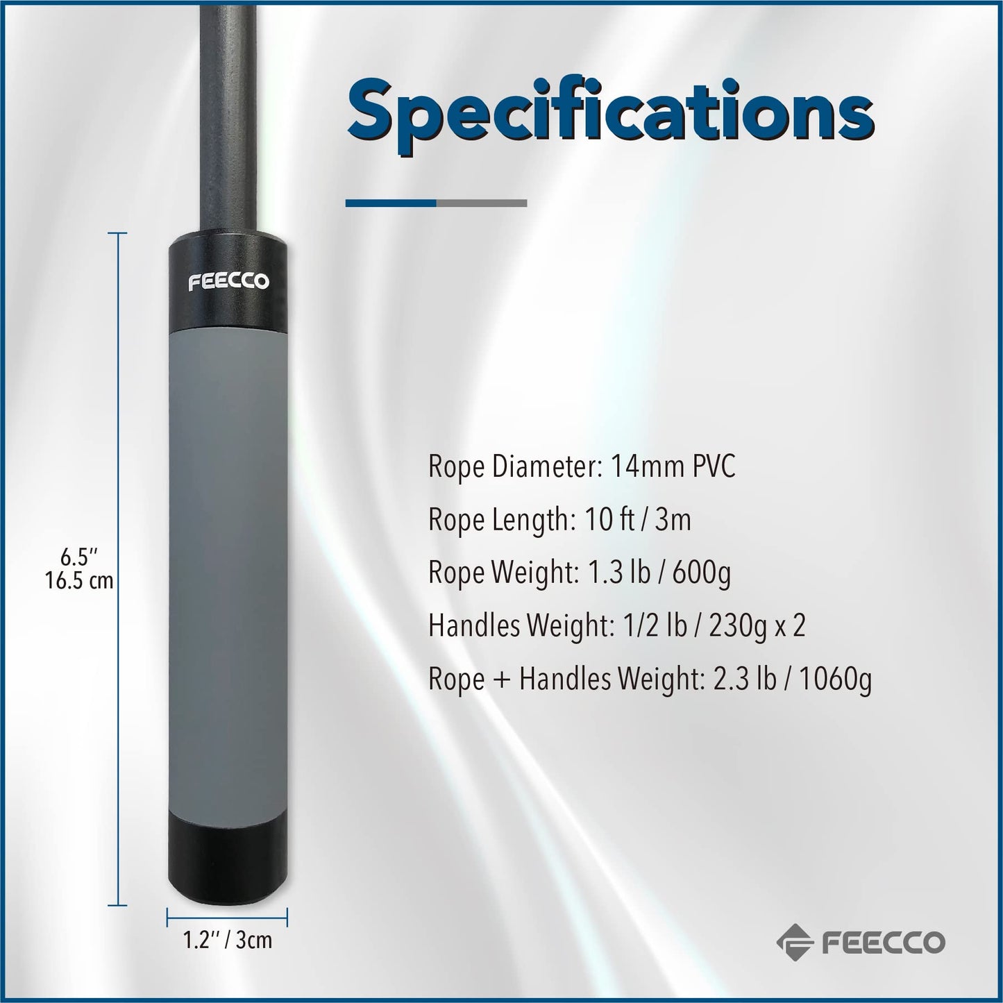 FEECCO Weighted Jump Rope for Men, 14mm PVC Rope with Metal Handles and Ball Bearings