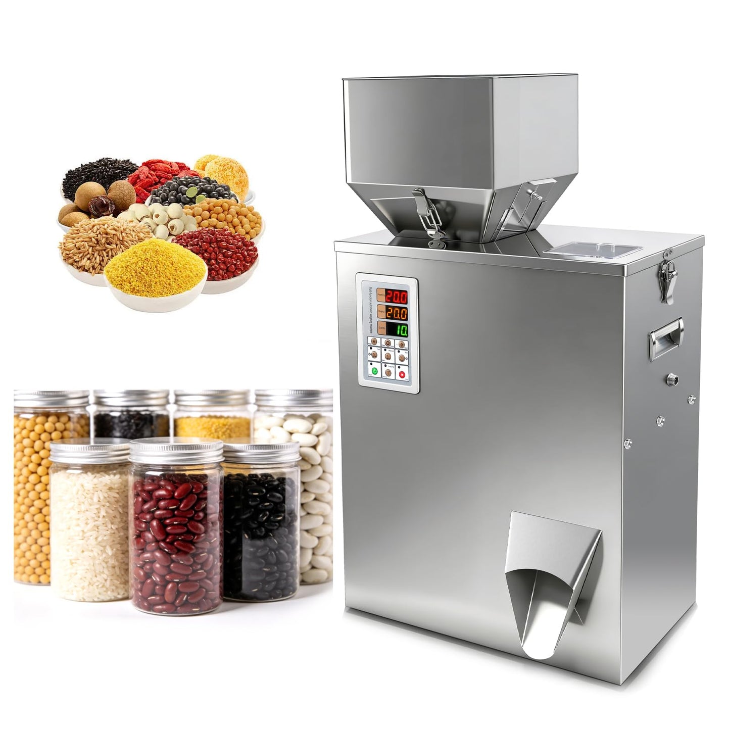 TREESNAIL 5-500g (0.011-1.1lbs) Powder Filling Machine, Automatic Intelligent Particle Weighing & Dispensing Filler for Tea, Coffee, Flour, Spices, Granules, 10-12 Packs/Min, 110V