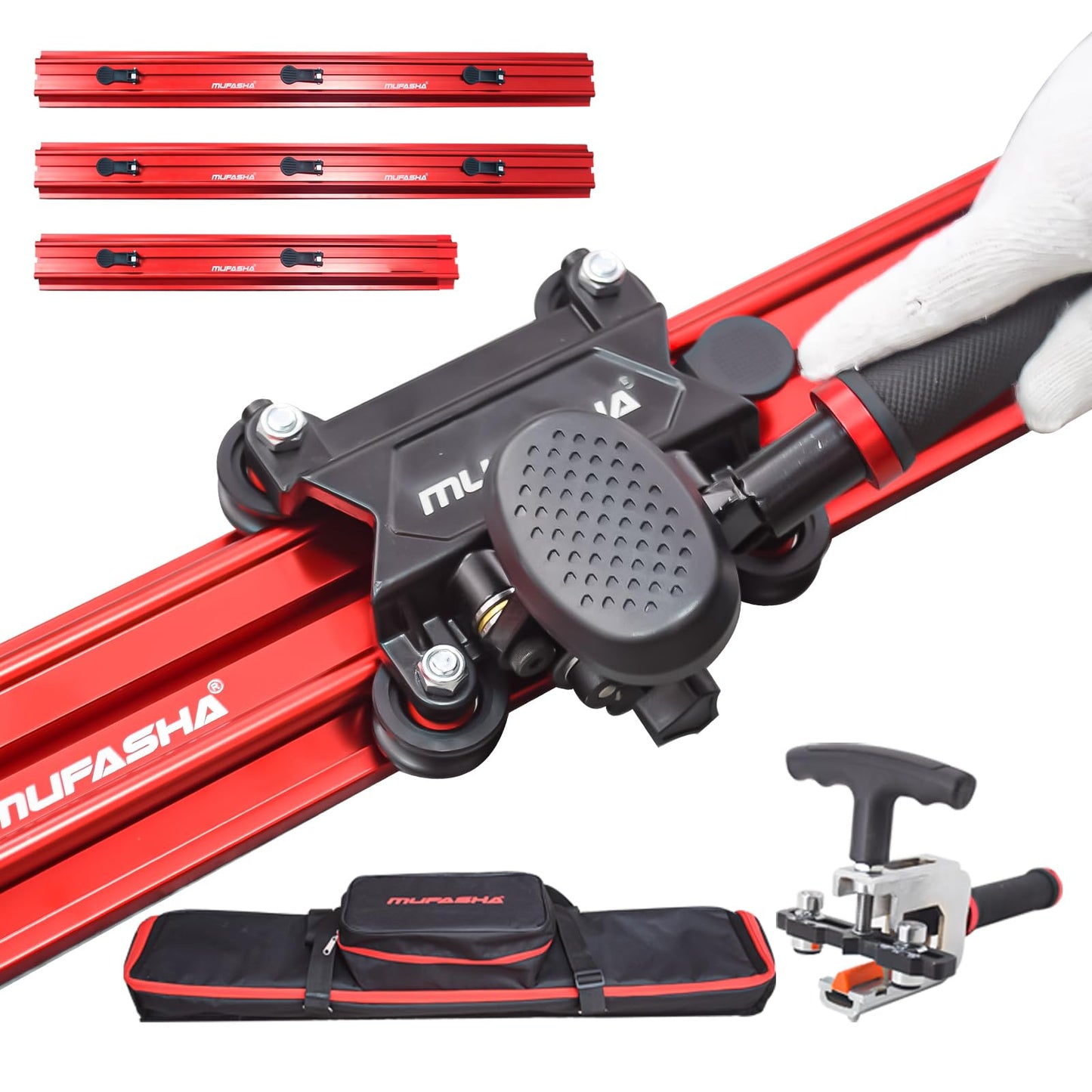 MUFASHA 110 Inch Manual Tile Cutter, Professional Porcelain Slab Cutting Machine for Large format Ceramic Porcelain Tiles, Dual-Rails, Pliers, Locators, Rail Retainers, Tile Cutter Hand Tools, ML2800