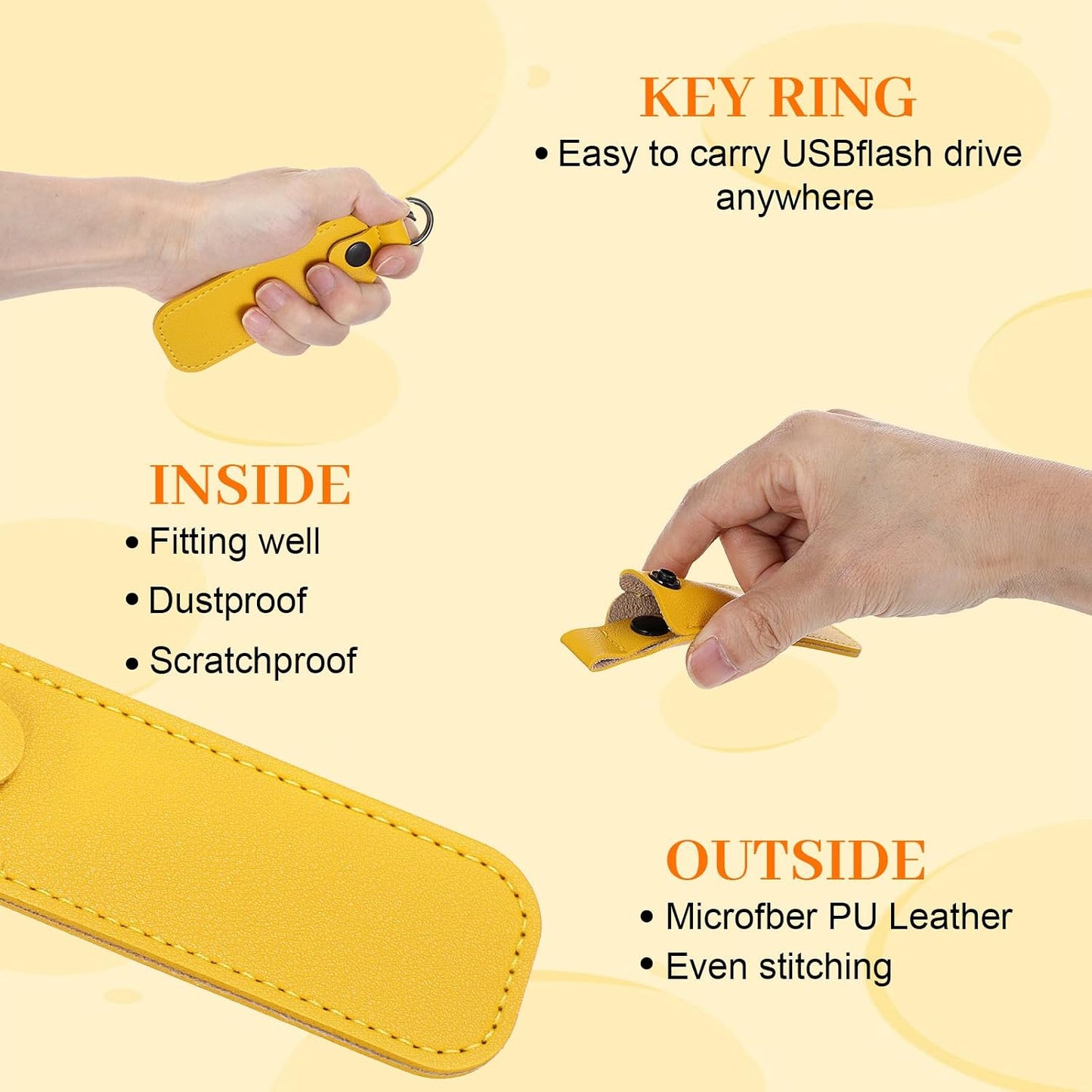 Ymapinc Leather USB Flash Drive Holder, Portable USB Storage Case for Flash Drive with Keychain Ring, Carrying Pouch