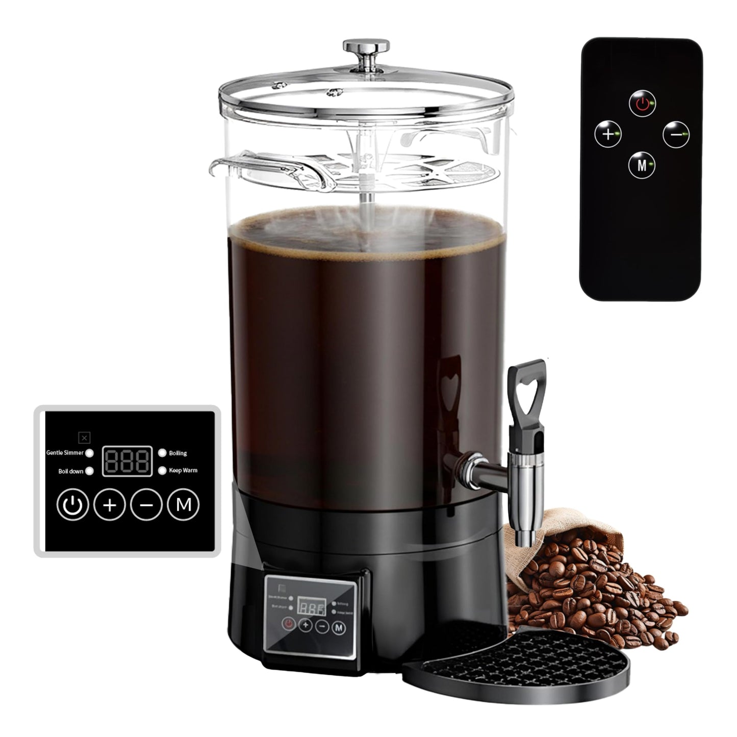 GKFF Commercial Coffee Urn Hot Beverage Dispenser Coffee Maker, Food-grade Plastic 26 L 170 Cups, Hot Chocolate Machine, Electric Percolator for Catering Hot Water for Hot Cocoa, Drink, Tea, Juice