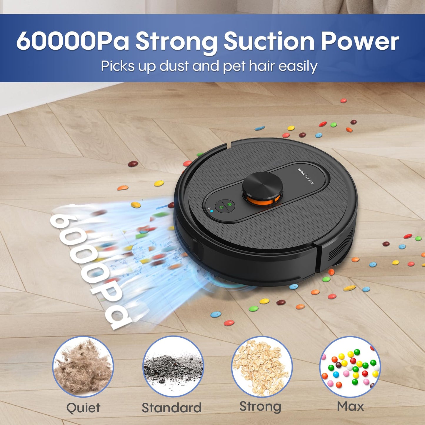 eitton Robot Vacuum and Mop Combo, 6000Pa Strong Suction, LiDAR Navigation, Self-Emptying Dock,90-Day Hands-Free,Smart Mapping,WiFi/App/Alexa,Robotic Vacuum for Pet Hair, Dust, Hard Floors and Carpets