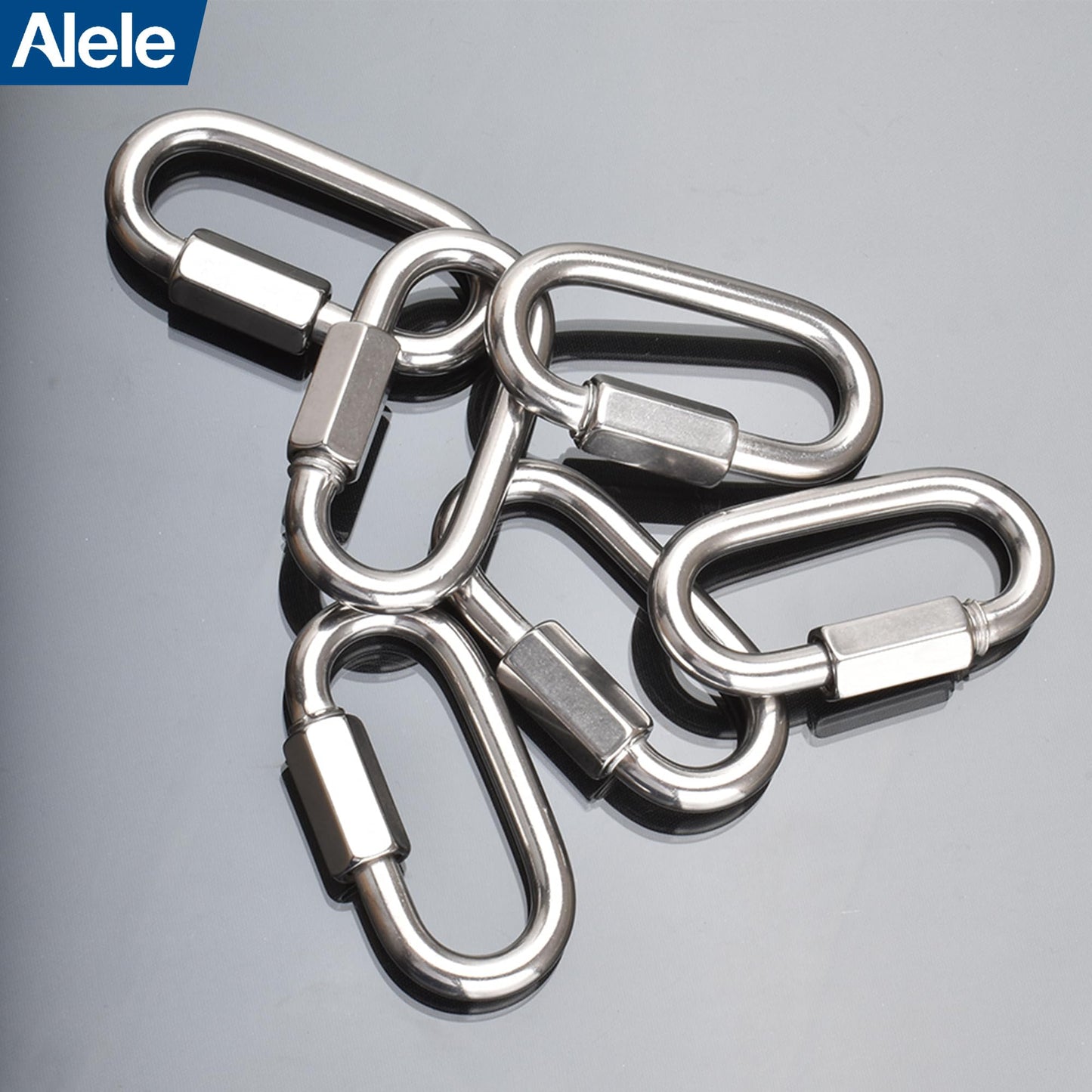 15/64" Quick Link,Alele 8 Packs M6 Stainless Steel Chain Connector,Heavy Duty D Shape Locking Looks for Carabiner, Hammock, Camping and Outdoor Equipment