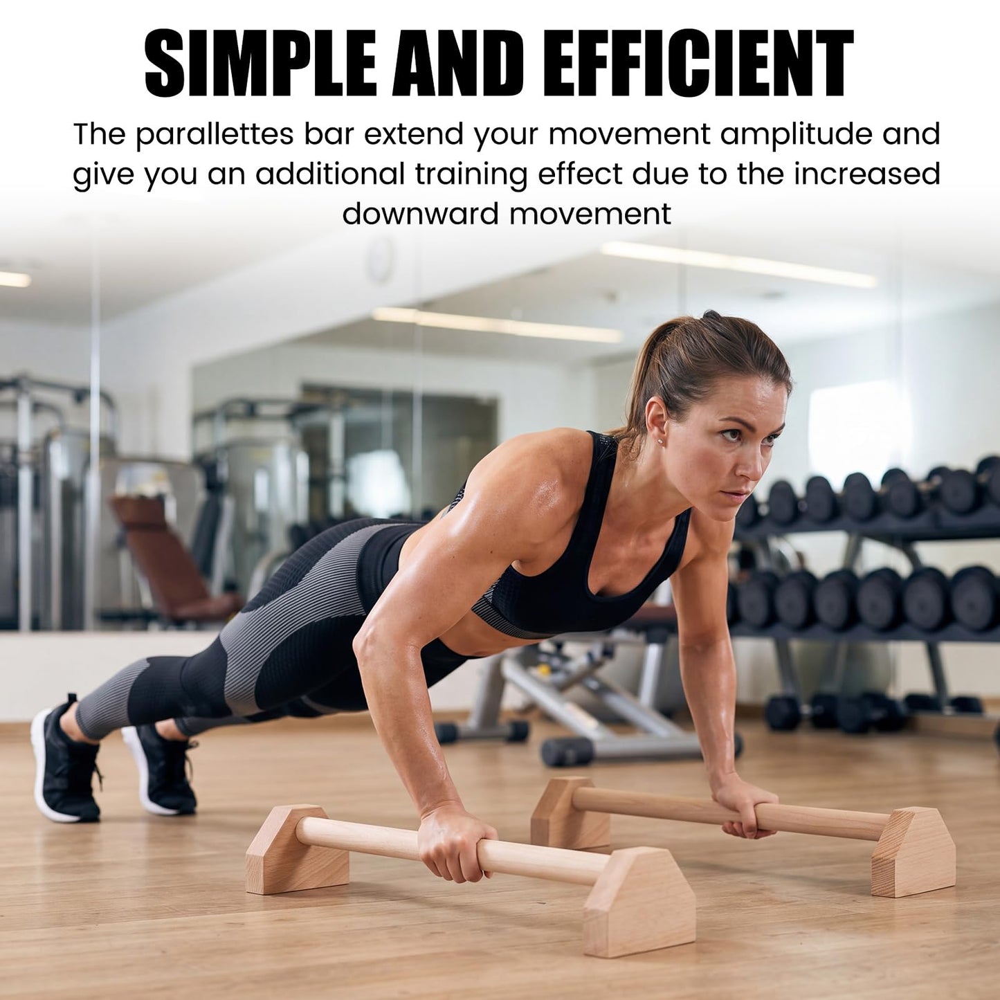 Silipull 2 Pcs Push up Stands 15.7/19.7 Inch Wooden Push up Bars Parallettes Bars Calisthenics Equipment Non slip Base Solid Portable Exercise Home Workout Equipment for Strength Training(19.7 Inch)