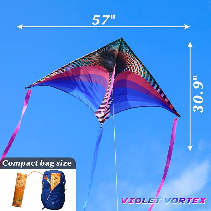 ORGCLDKT-Rainbow Cruiser Delta Kite, Kites for Kids Ages 8-12,4-8,Boys,Girls,Kites for Adults,Beach,Beginners,Giant.1Pc or 3Pcs Pack. Easy to Fly.