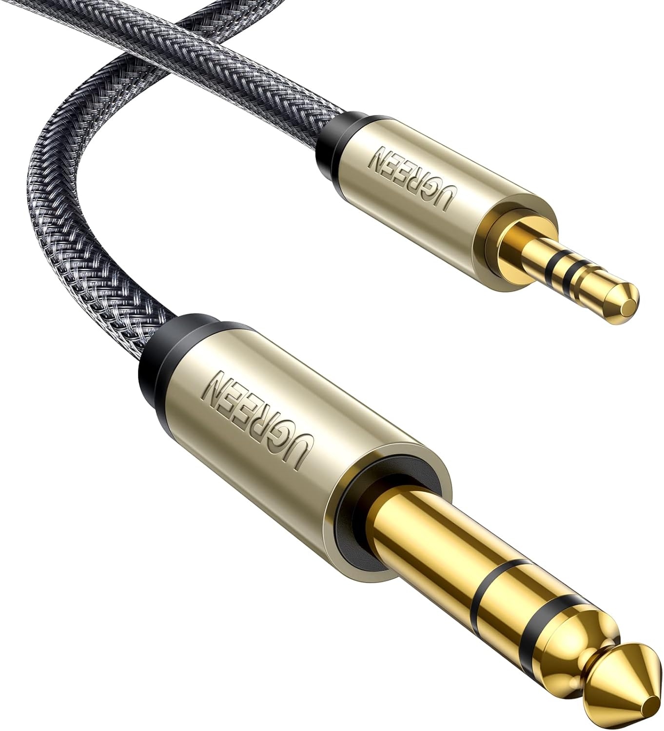 1/8 1/4 3.5mm 6.35mm 10FT UGREEN to Stereo Cable TRS to Audio Cable Guitar to Aux Male Cord with Zinc Alloy Housing