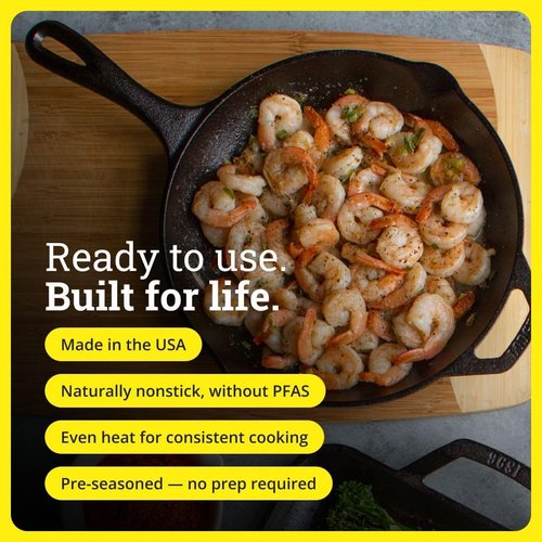 Lodge Seasoned Cast Iron Skillet Set - PFAS-Free Non-Toxic Cookware | Naturally Non-Stick - 8, 10.25 & 12 Inches