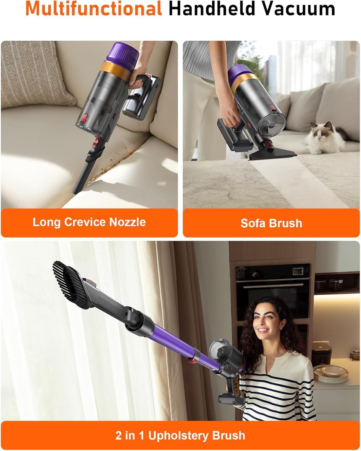 Skiennix Cordless Vacuum Cleaner - 620W Power, 75 Min Runtime, LED Display, 1.8L Dust Cup | Ideal for Pet Hair & Hardwood Floors